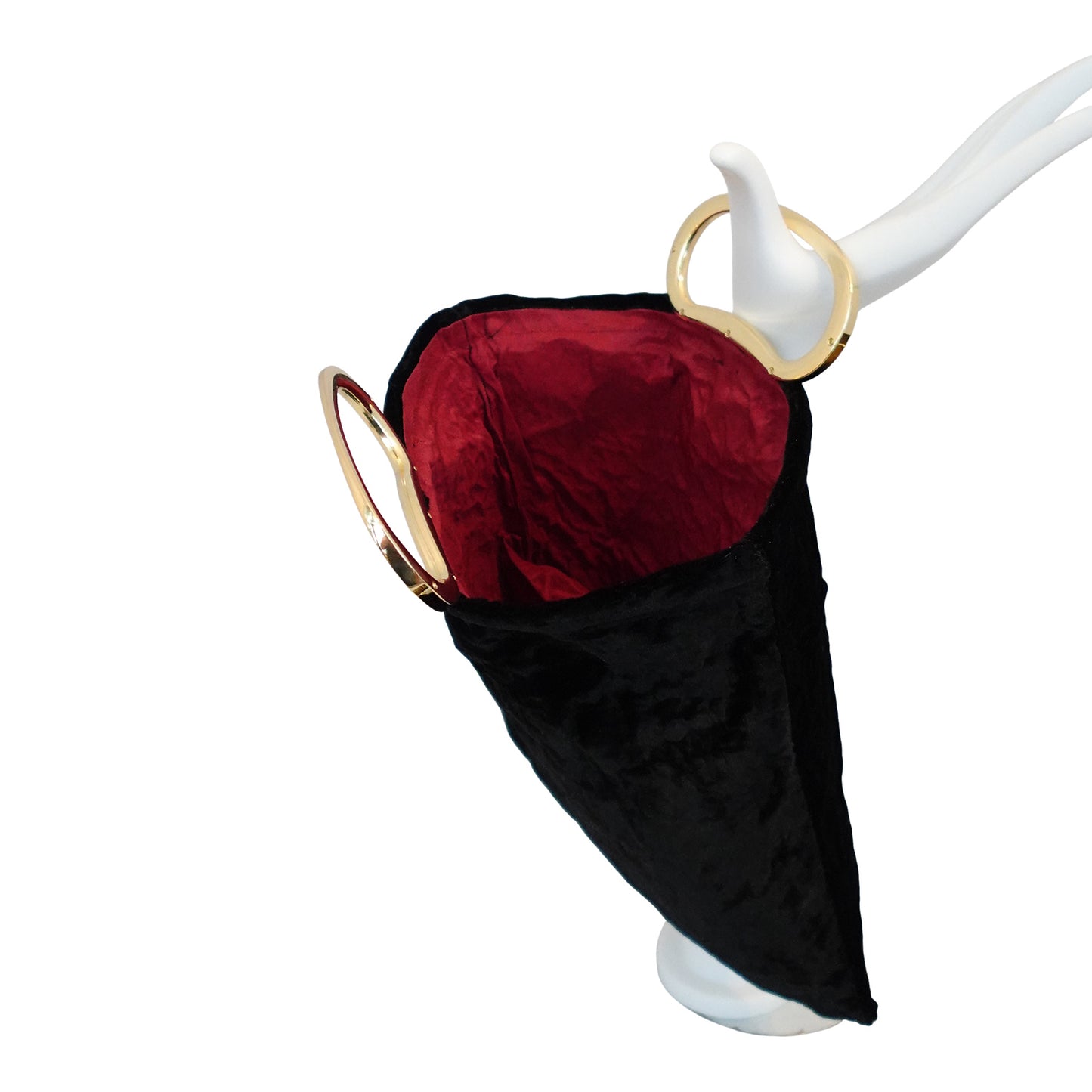 Morphy Black Velvet & Silk Gold Handle Bag