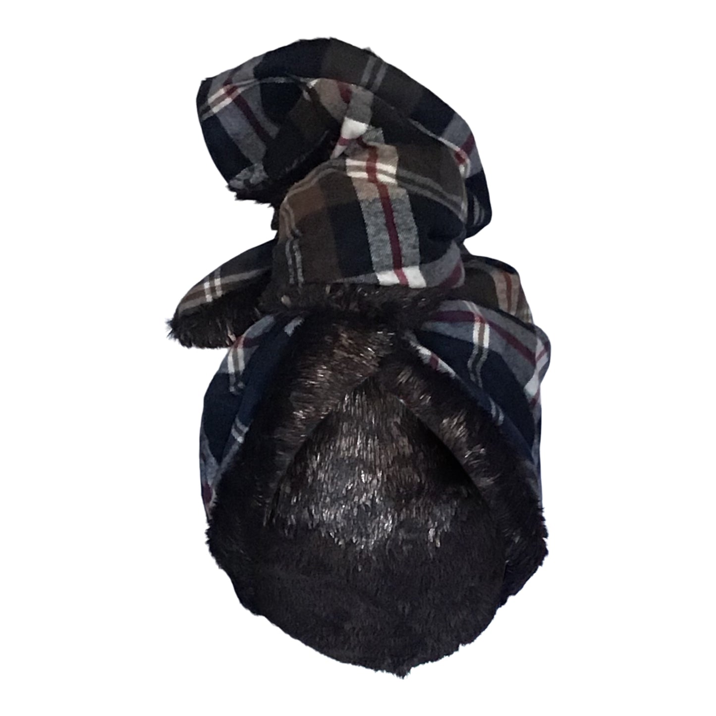 Faux Fur and cotton flannel reversible Twisturban in brown