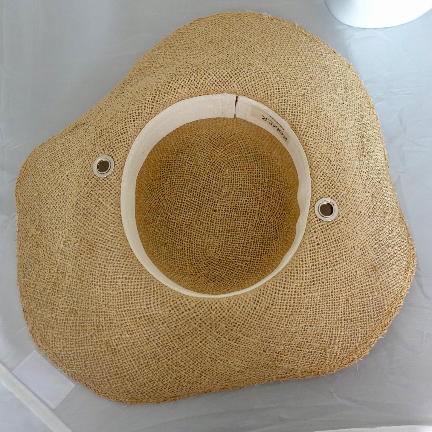 Floppy Brim Hemp Hat with Multiple Bright Dot Cotton Ties