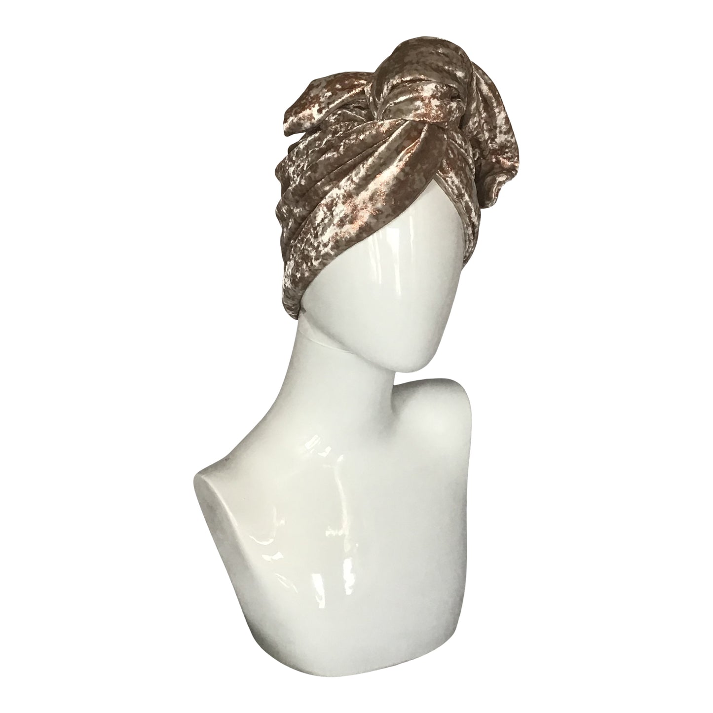 Velvet Twisturban in silver grey with gold "mica" pattern