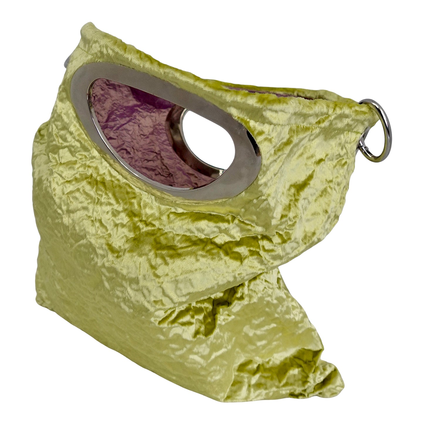 Morphy Citrus Silk/ Rayon Velvet & Silk Oval Handle Clutch Bag With Strap