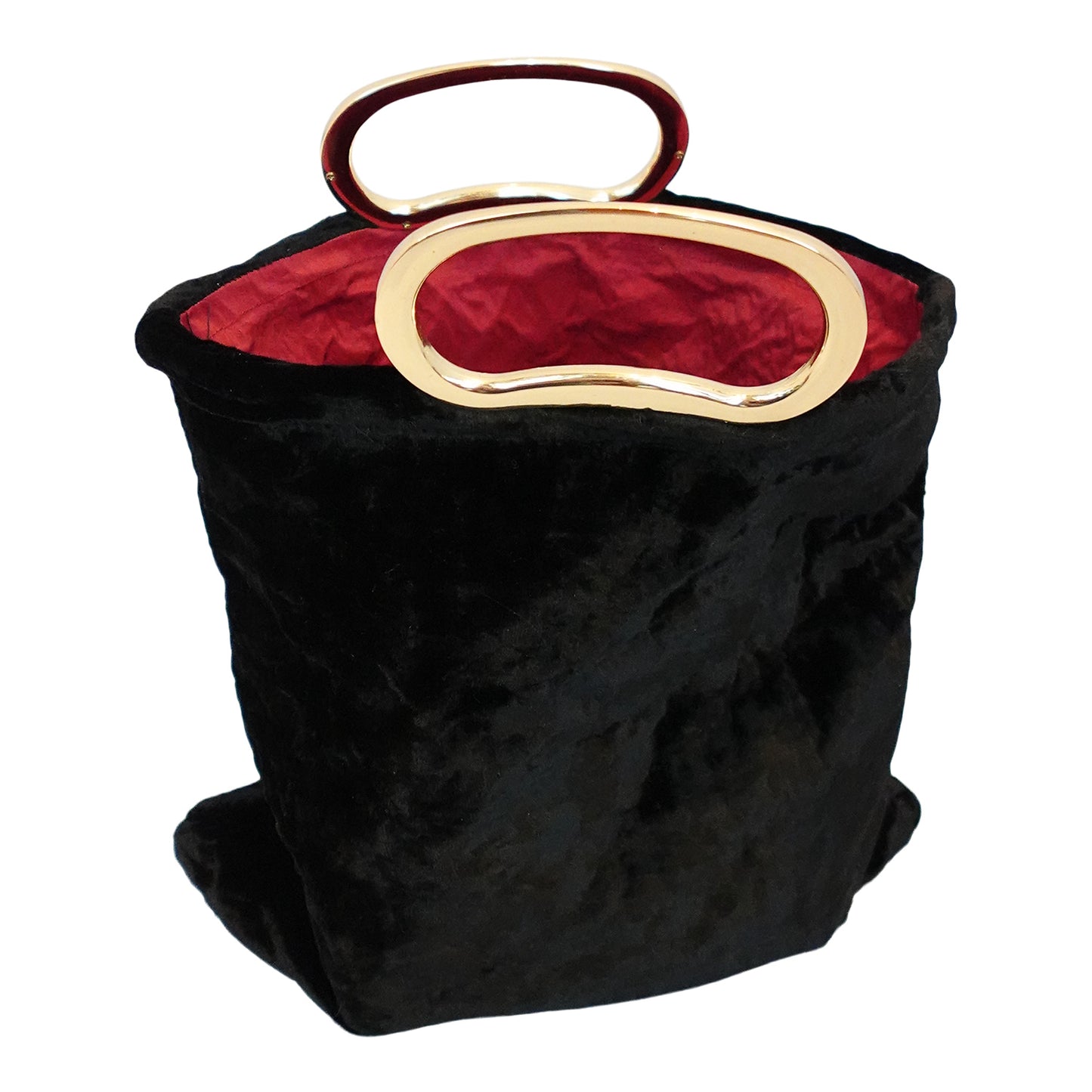 Morphy Black Velvet & Silk Gold Handle Bag