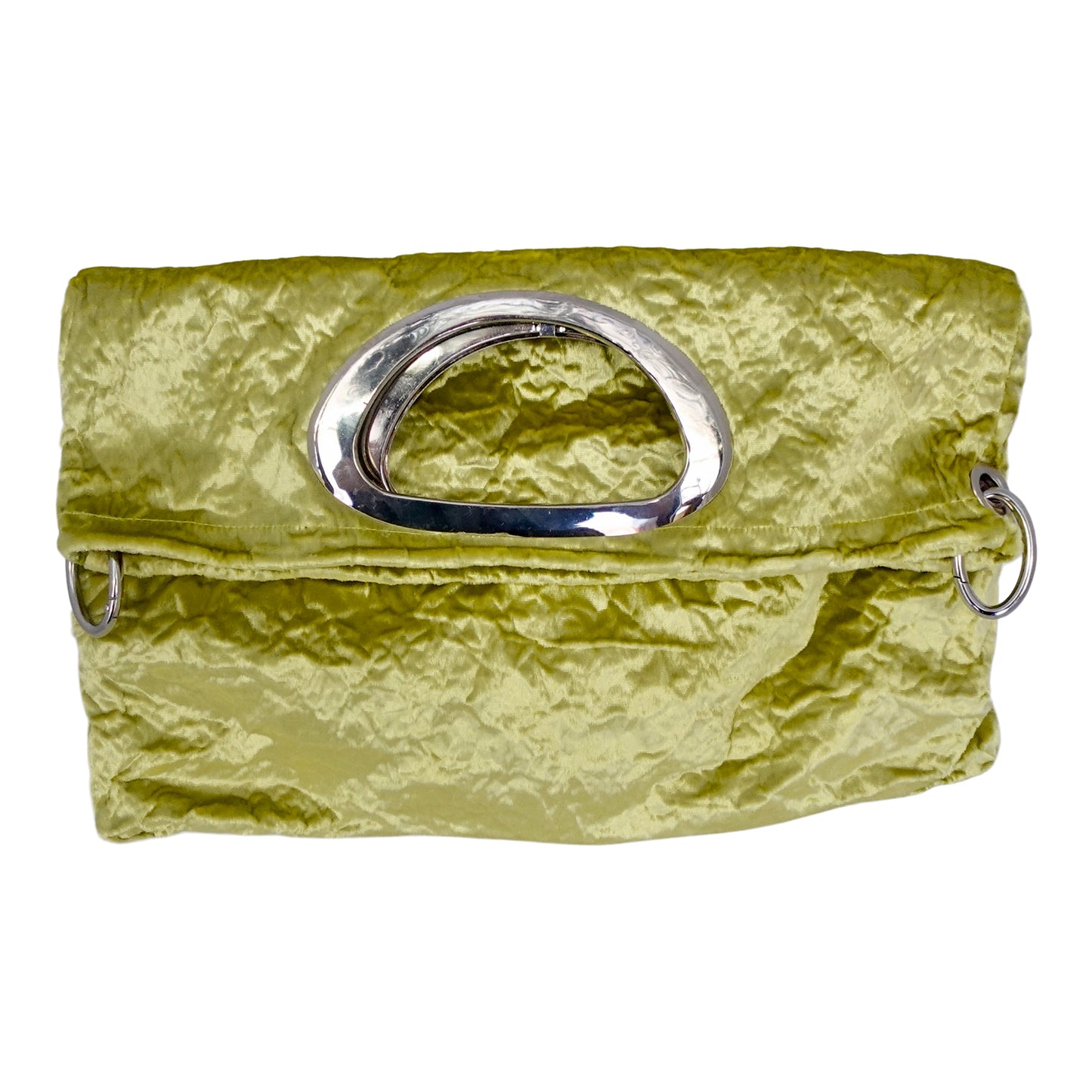 Morphy Citrus Silk/ Rayon Velvet & Silk Oval Handle Clutch Bag With Strap