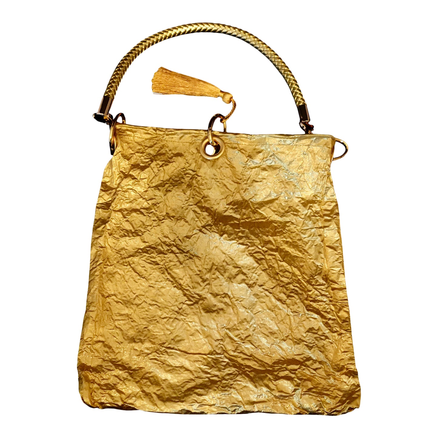 Morphy Metallic Silk Shantung & Silk Handle Clutch Bag With Strap