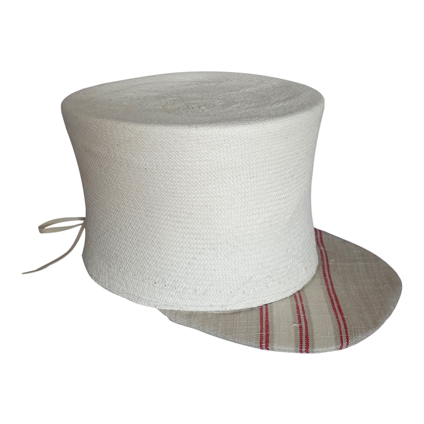 Upcycled panama cap with striped visor