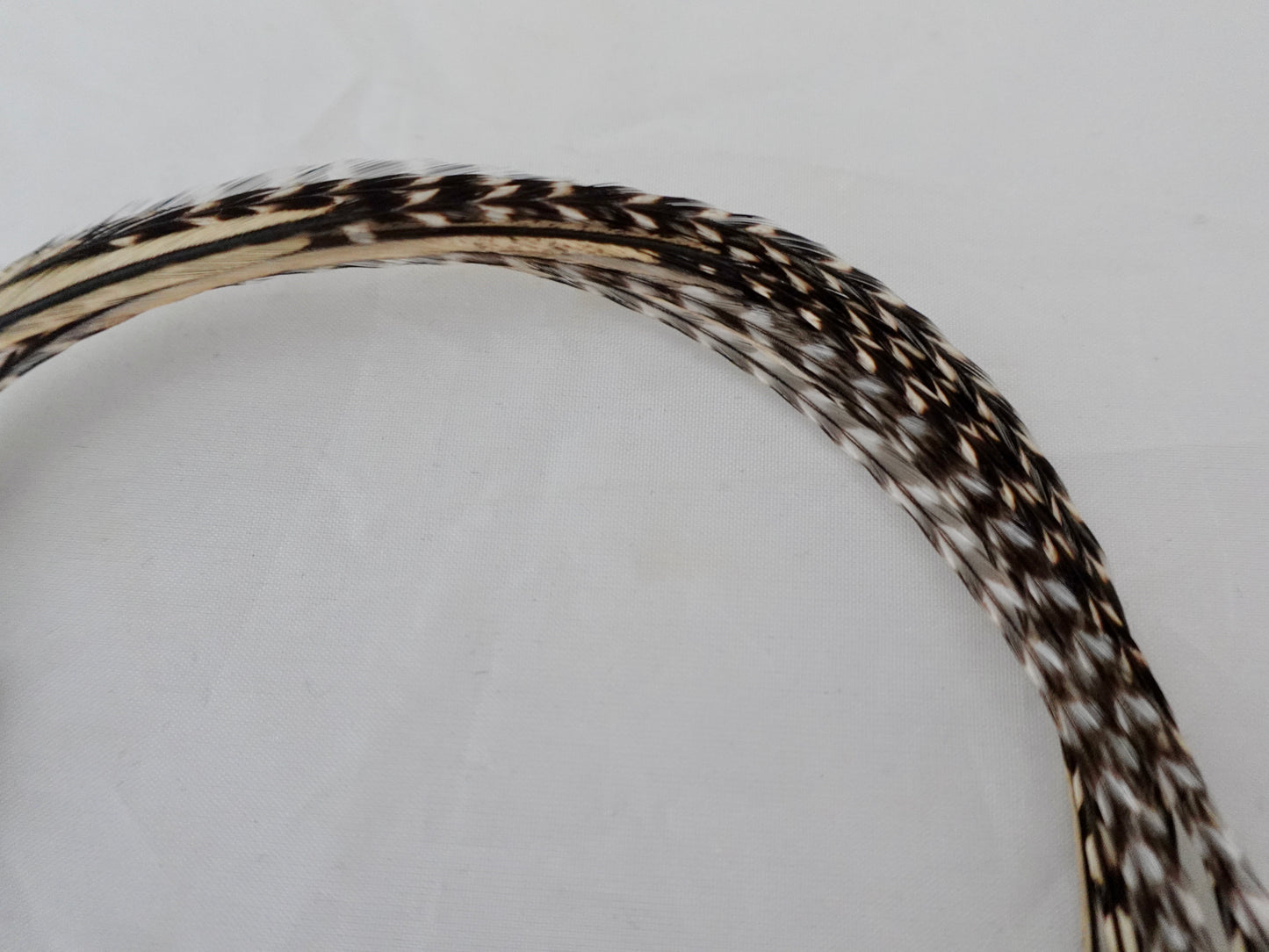 Feather clip in charcoal and white on silver, small size