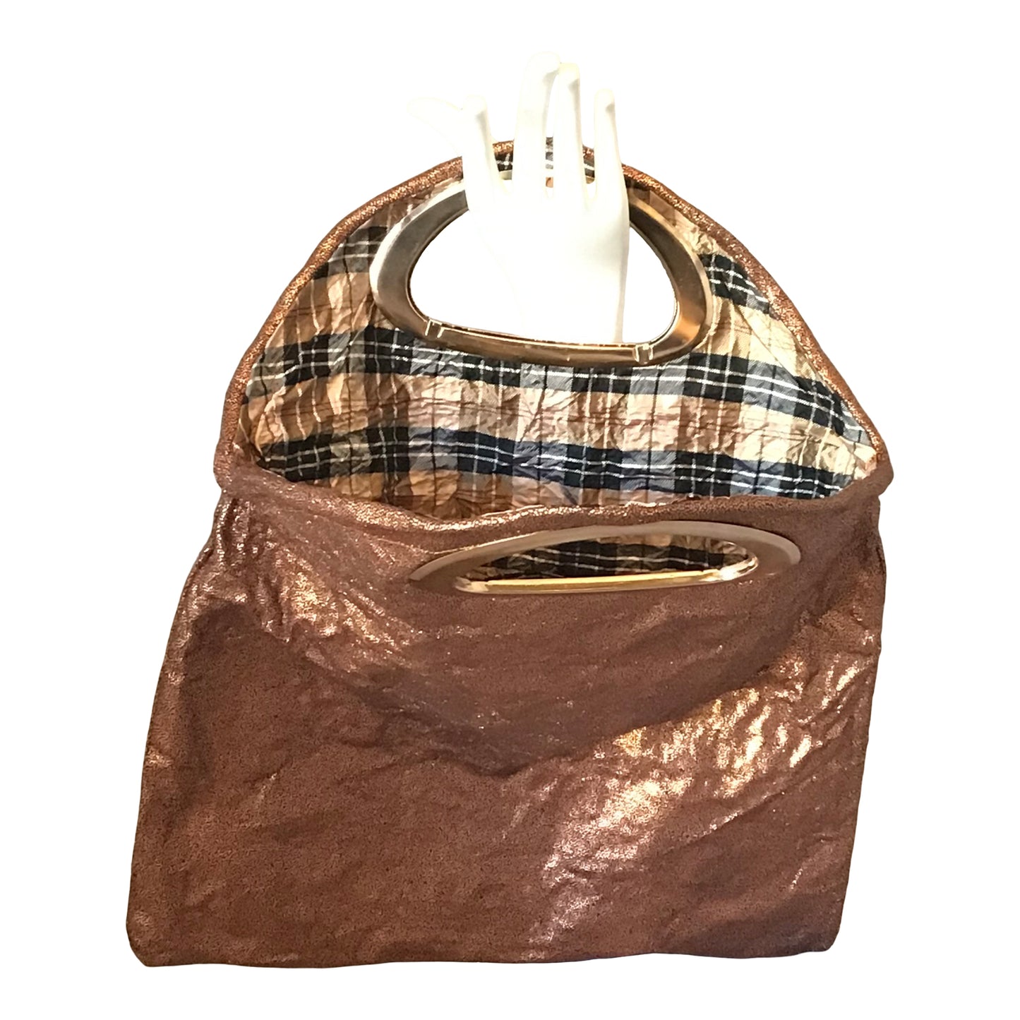 Morphy Metallic Linen & Silk Medium Oval Handle Clutch Bag