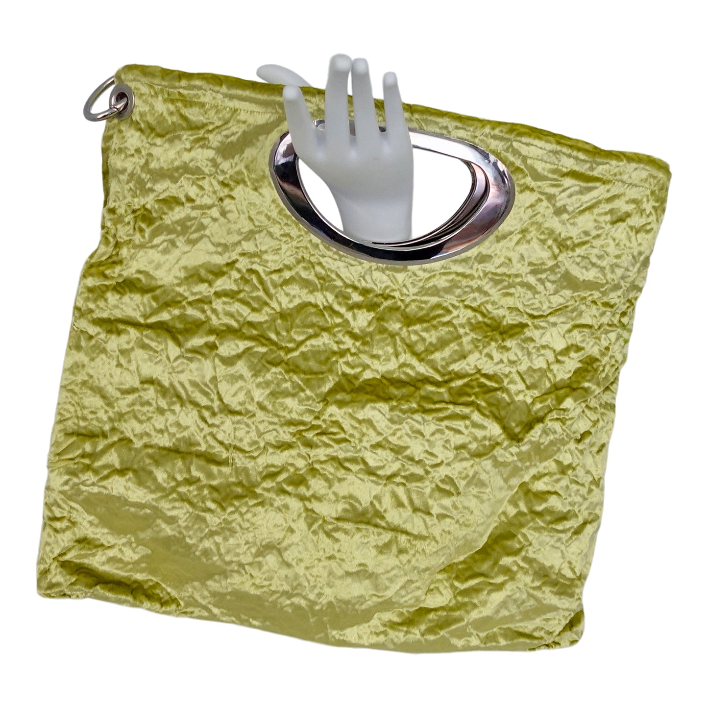 Morphy Citrus Silk/ Rayon Velvet & Silk Oval Handle Clutch Bag With Strap