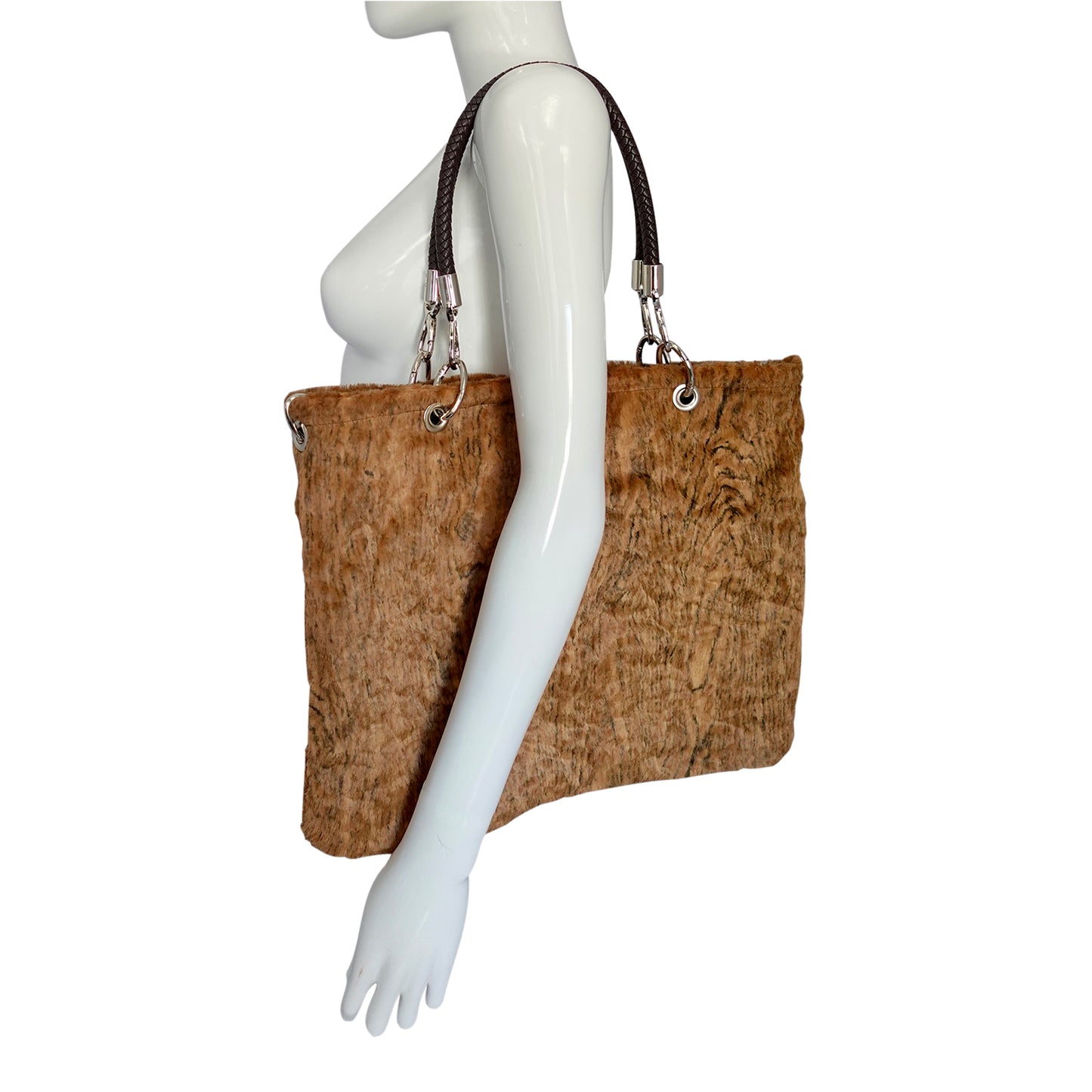 Morphy Trompe L'oeil Wood Grain Bag With Multi Convertible Handles & Silk Lining