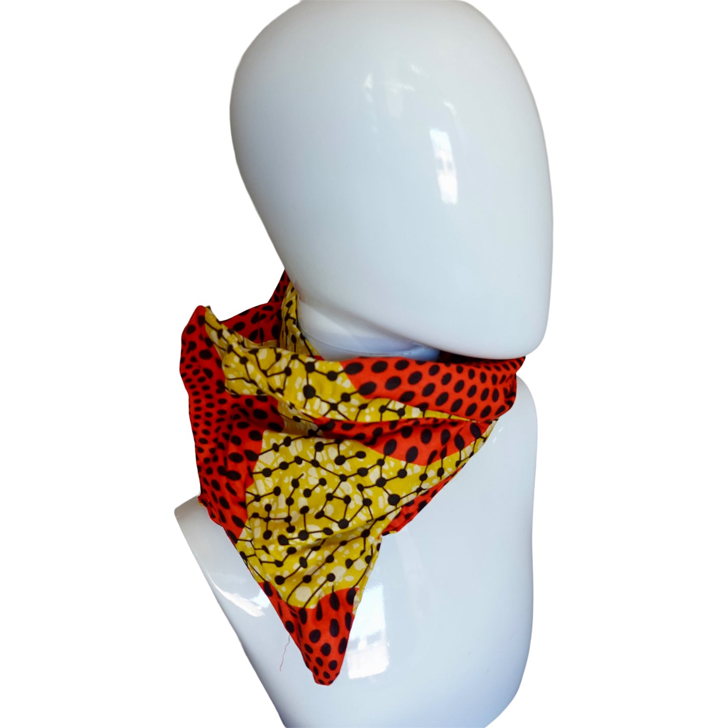 Twisturban® Turban in batik yellow with orange starburst bright print cotton