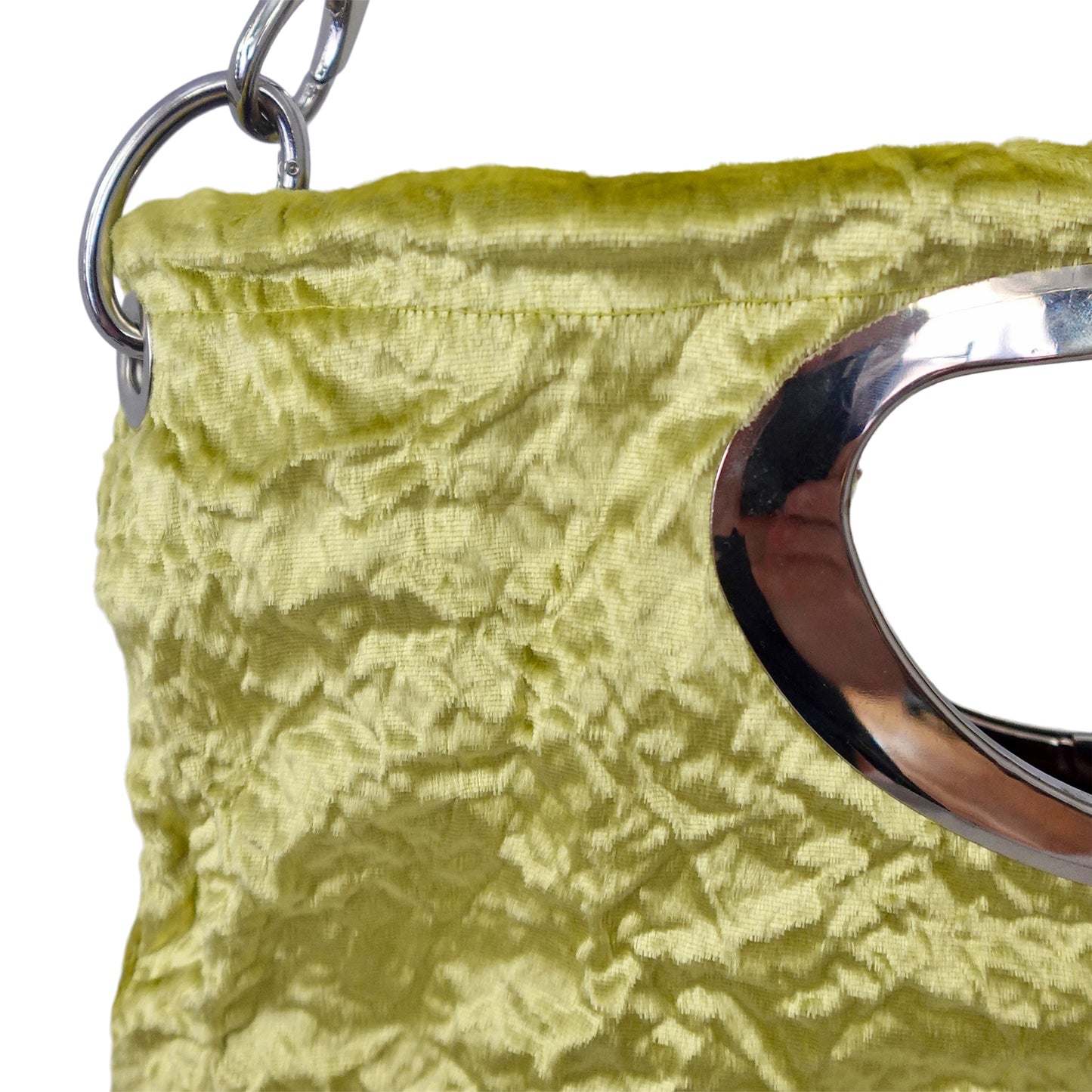 Morphy Citrus Silk/ Rayon Velvet & Silk Oval Handle Clutch Bag With Strap