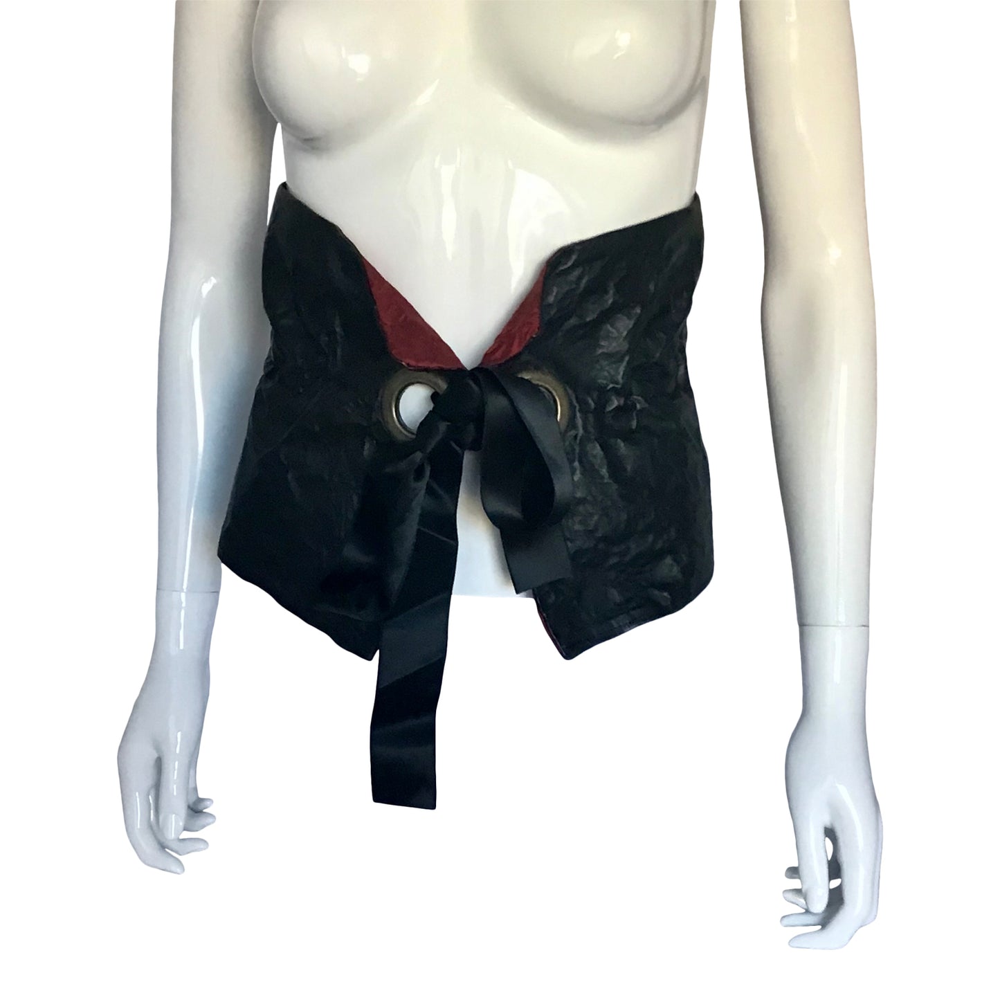 Morphy corset belt in vegan leather and silk shantung