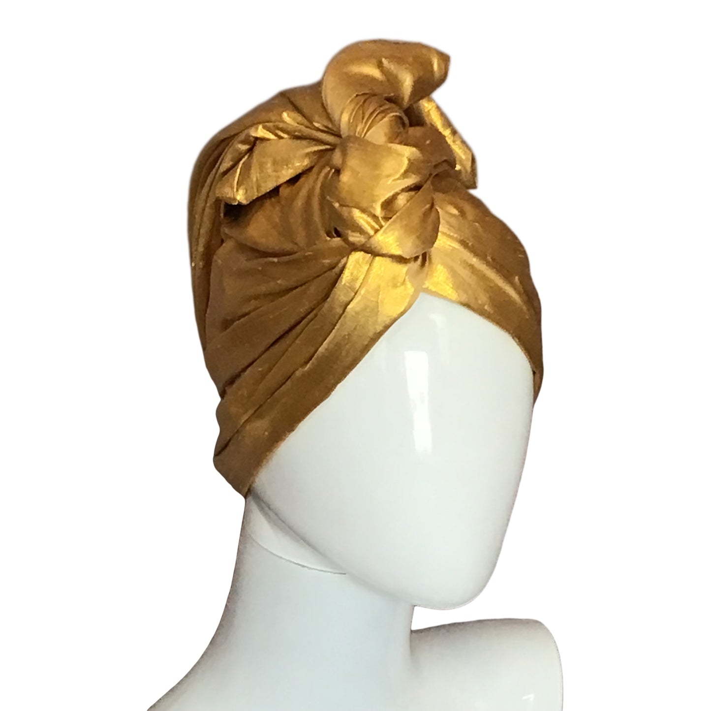 Silk Shantung Twisturban in gold metallic