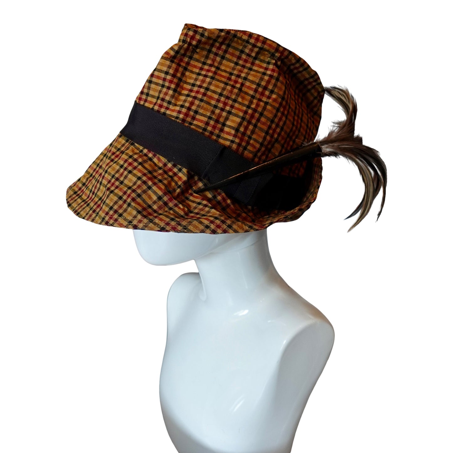 Morphy Moldable Plaid Deep Cuff Trilby Fedora Mustard