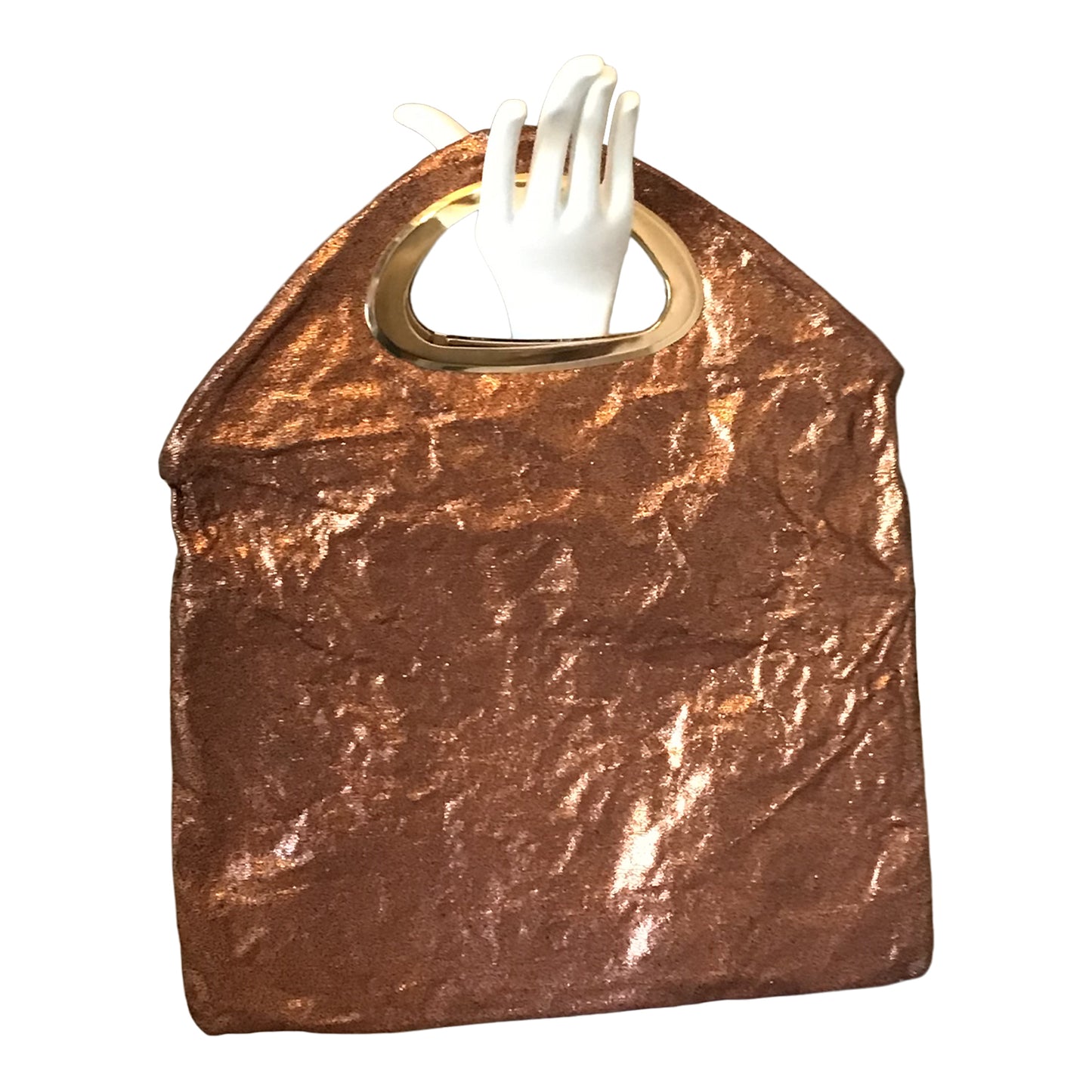 Morphy Metallic Linen & Silk Medium Oval Handle Clutch Bag