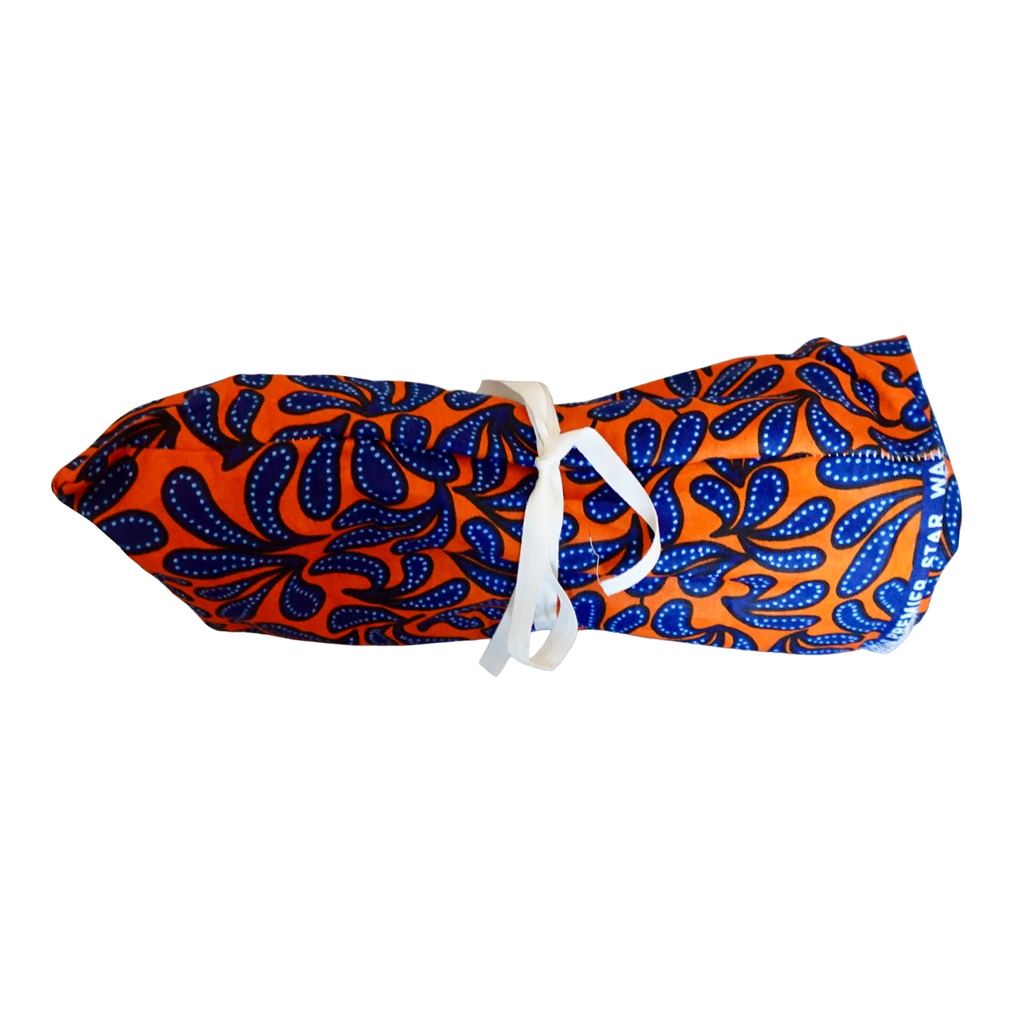 Twisturban® Turban in batik royal blue with orange mini paisley bright print cotton
