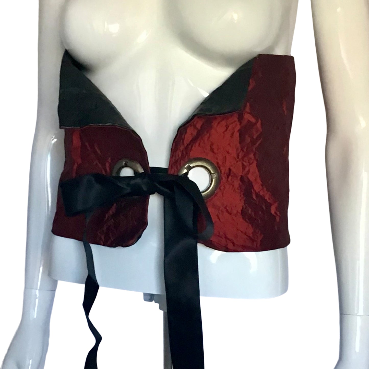 Morphy corset belt in vegan leather and silk shantung