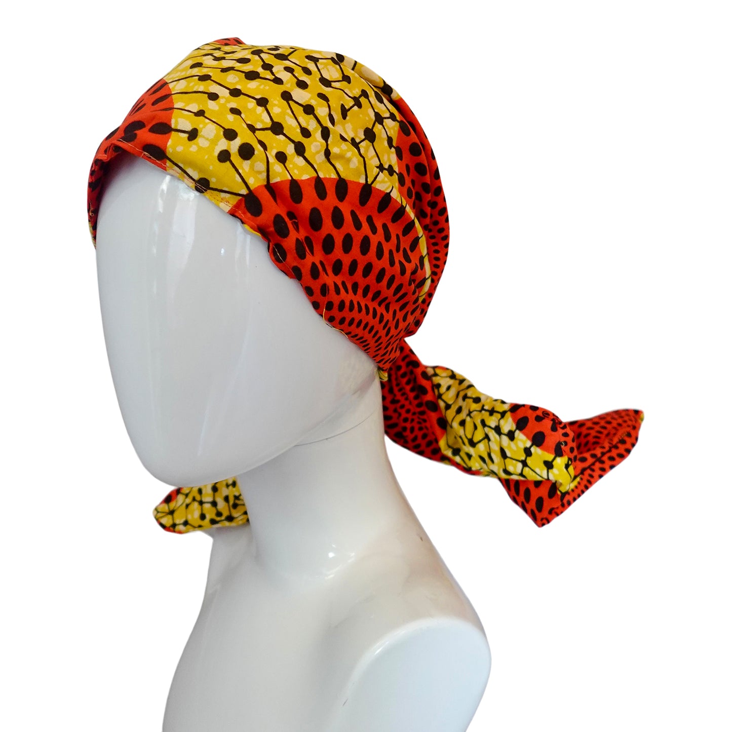 Twisturban® Turban in batik yellow with orange starburst bright print cotton