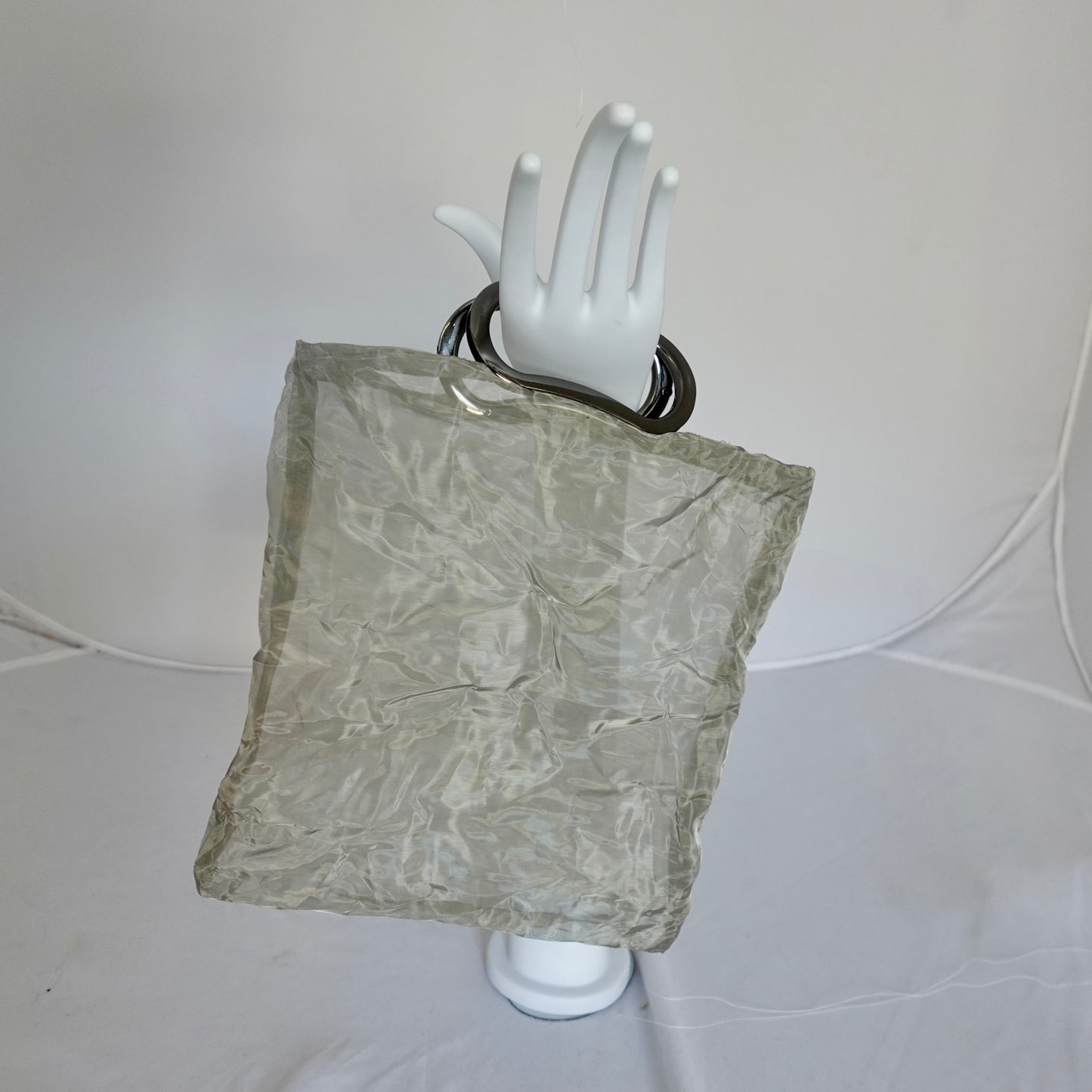 Fine Steel Mesh With Gunmetal Handles Clutch Bag