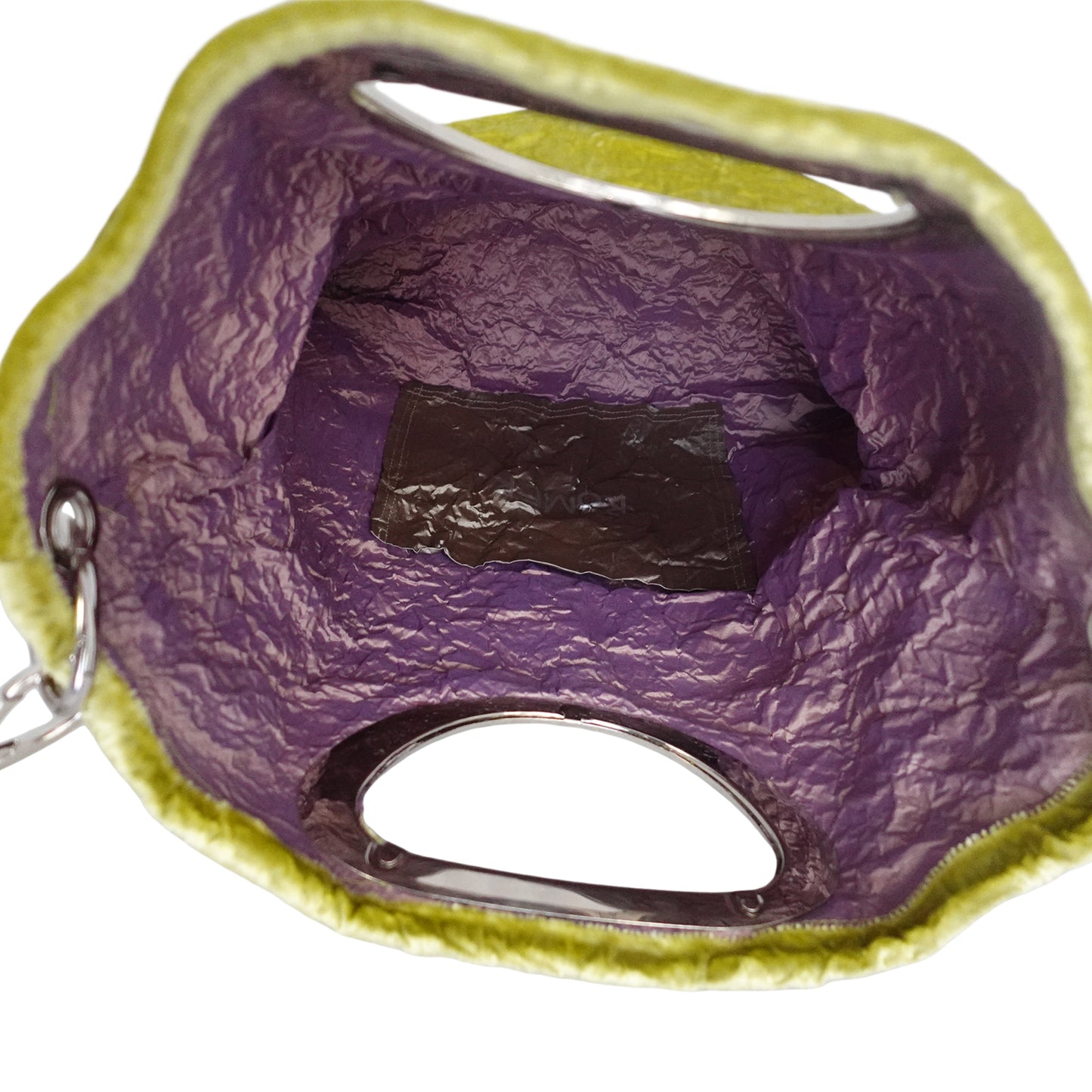 Morphy Citrus Silk/ Rayon Velvet & Silk Oval Handle Clutch Bag With Strap