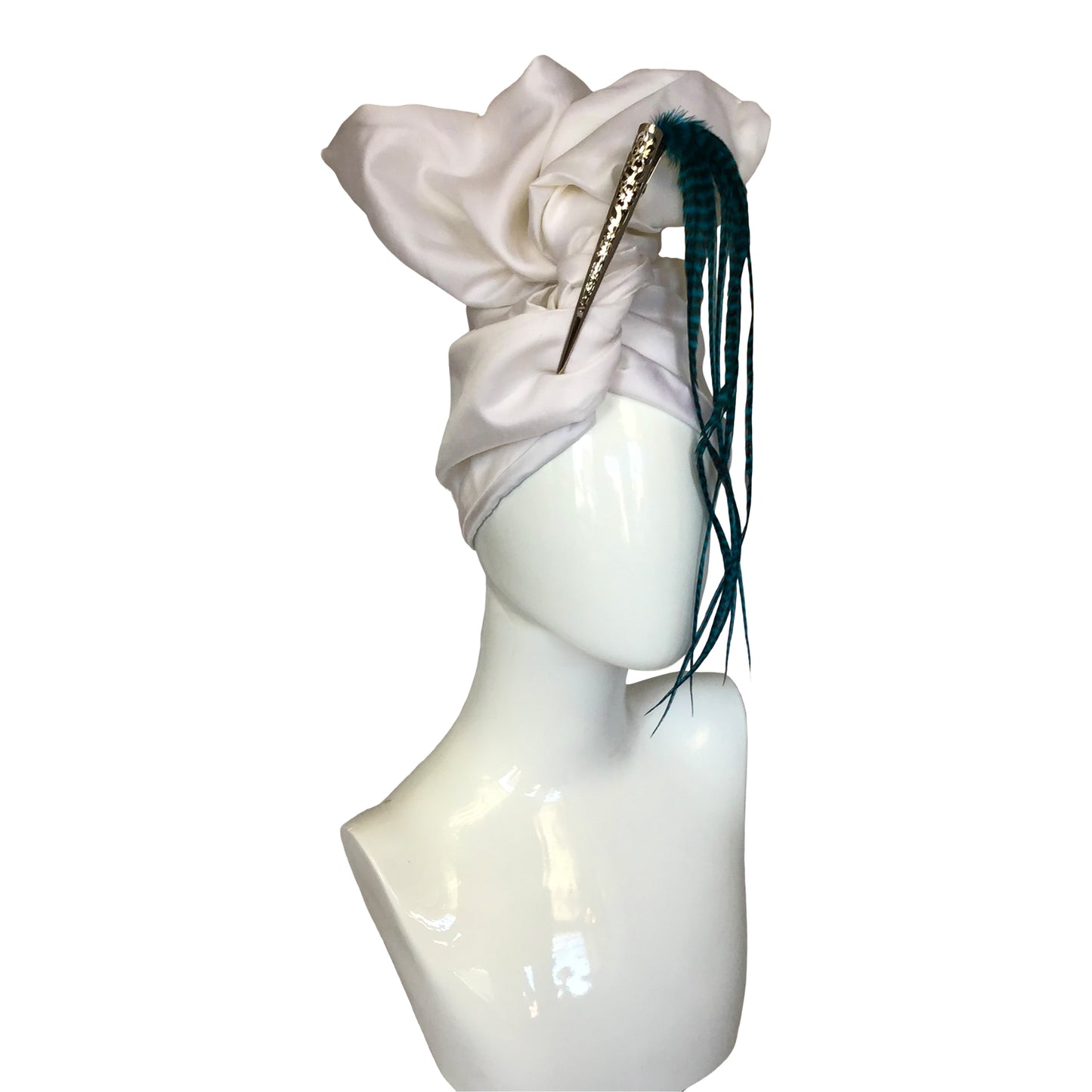 Feather clip in Blue on silver large filagree