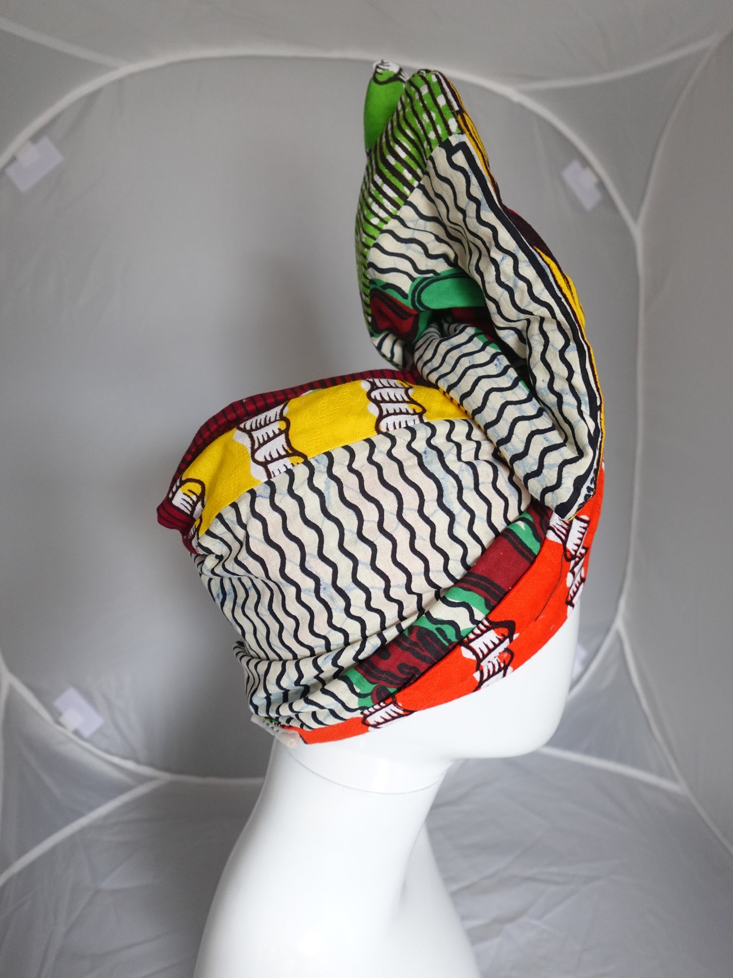 Twisturban® Turban in mixed dutch wax bright print cotton