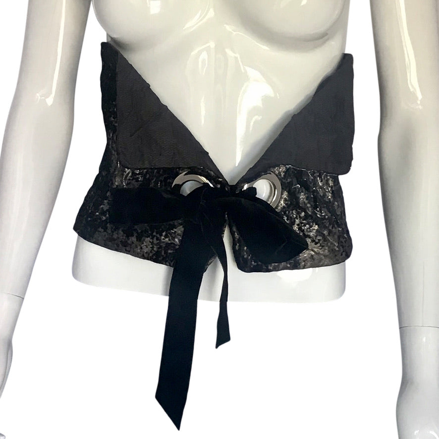 Morphy corset belt in metallic velvet and silk twill