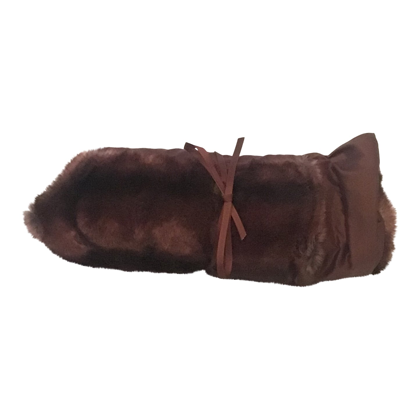 Faux Fur and Silk shantung Twisturban in cherry chocolate