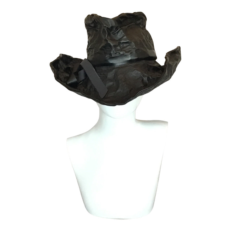 Morphy Vegan Leather wide brim fedora black