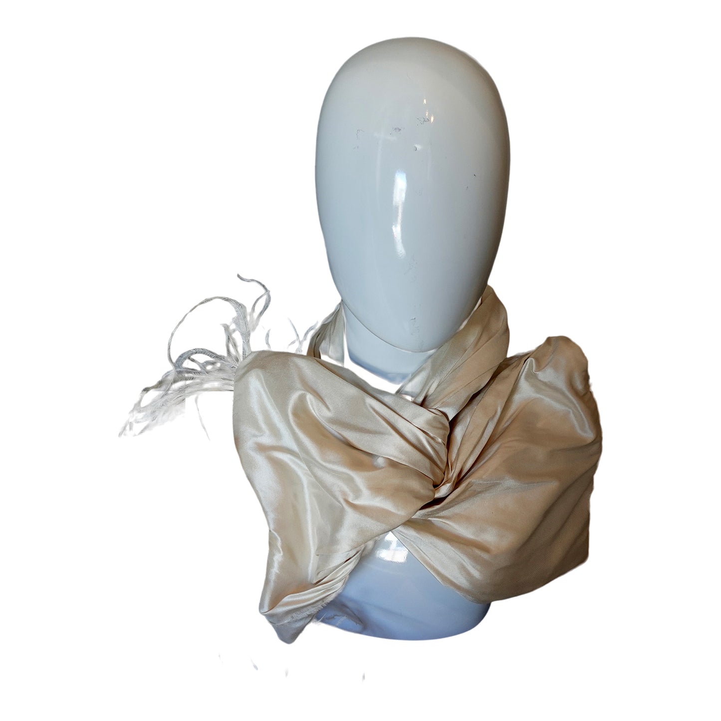 Silk and Marabou Twisturban Off White