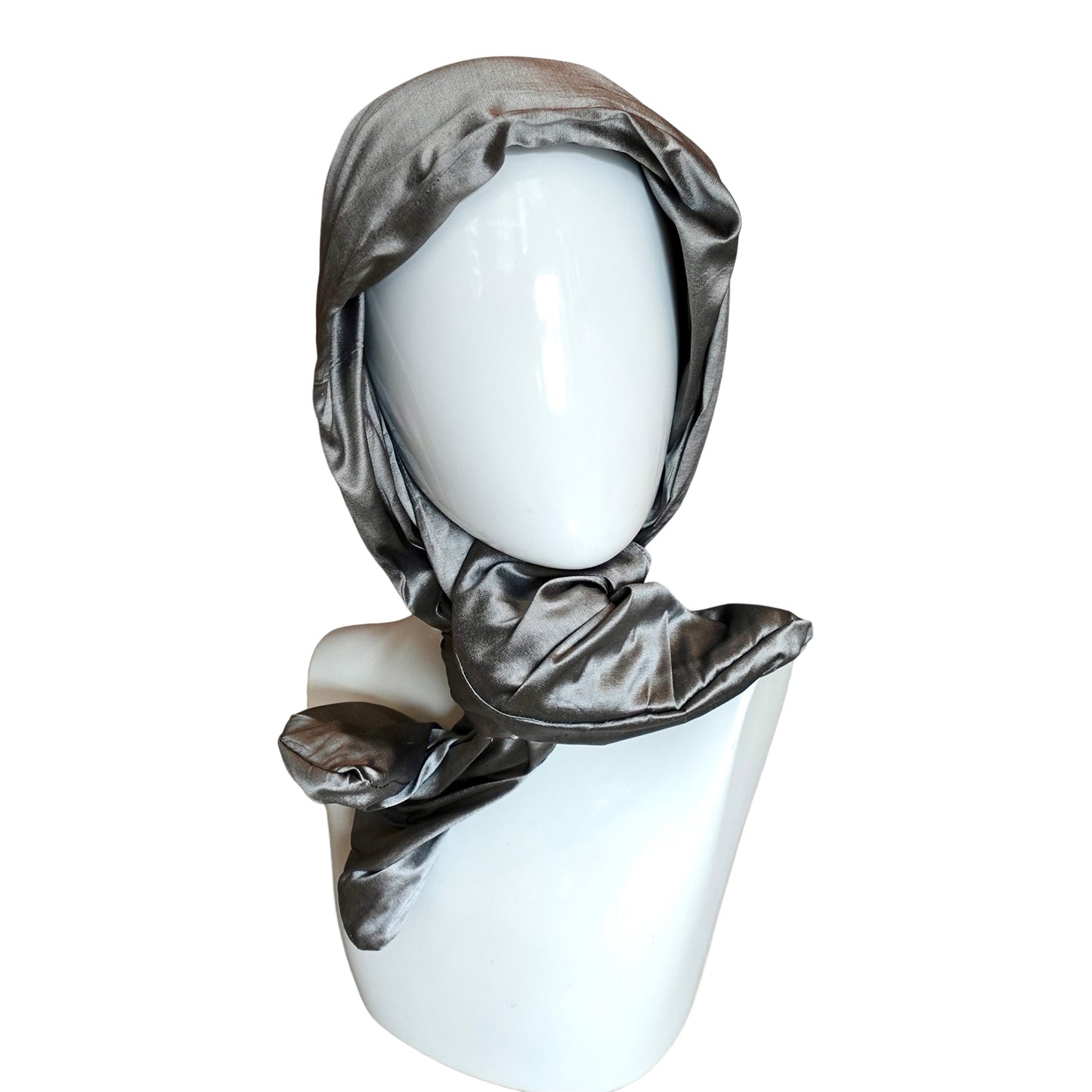 Silk Shantung Twisturban in silver #106