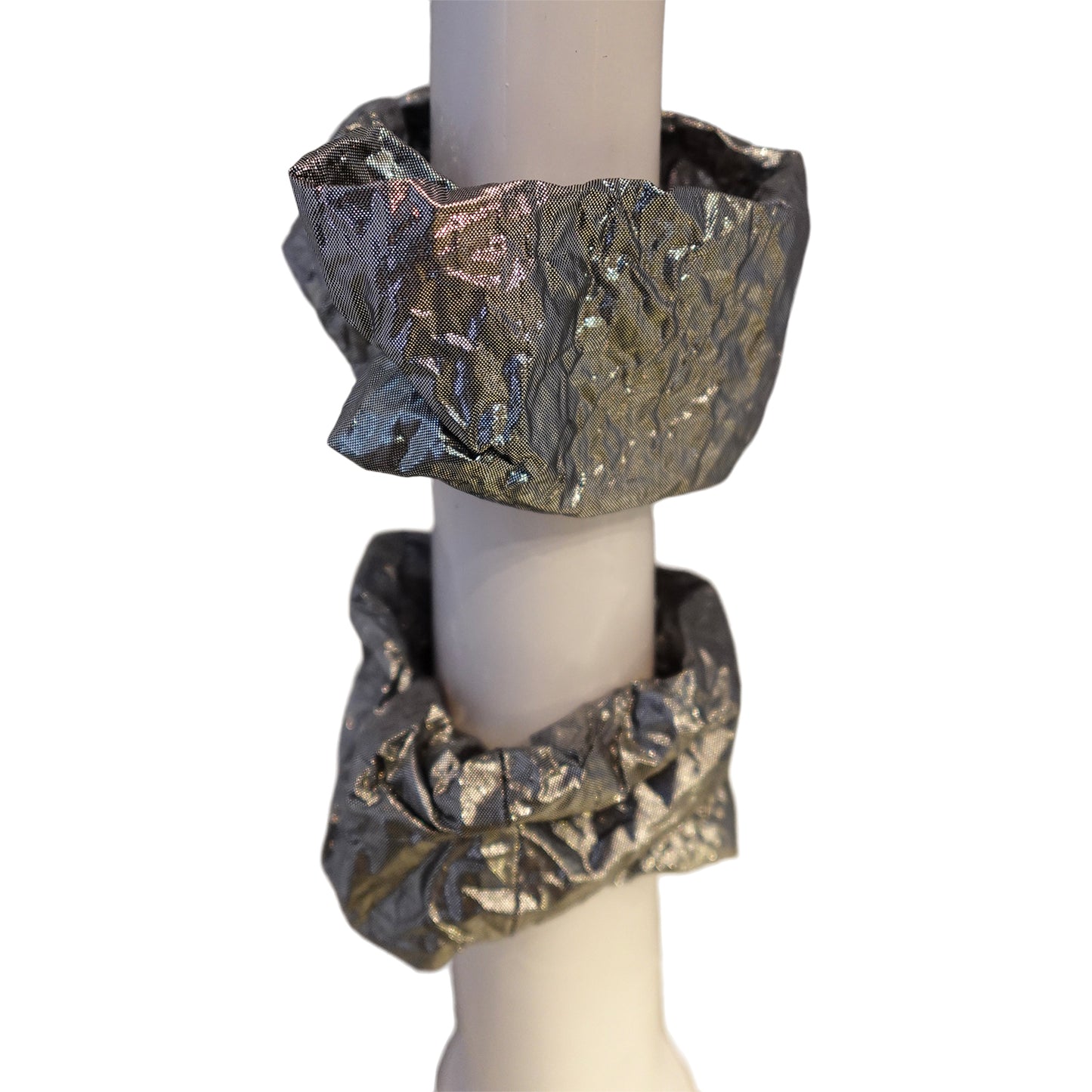 Morphy Metallic silver silk wrist cuff set of 2