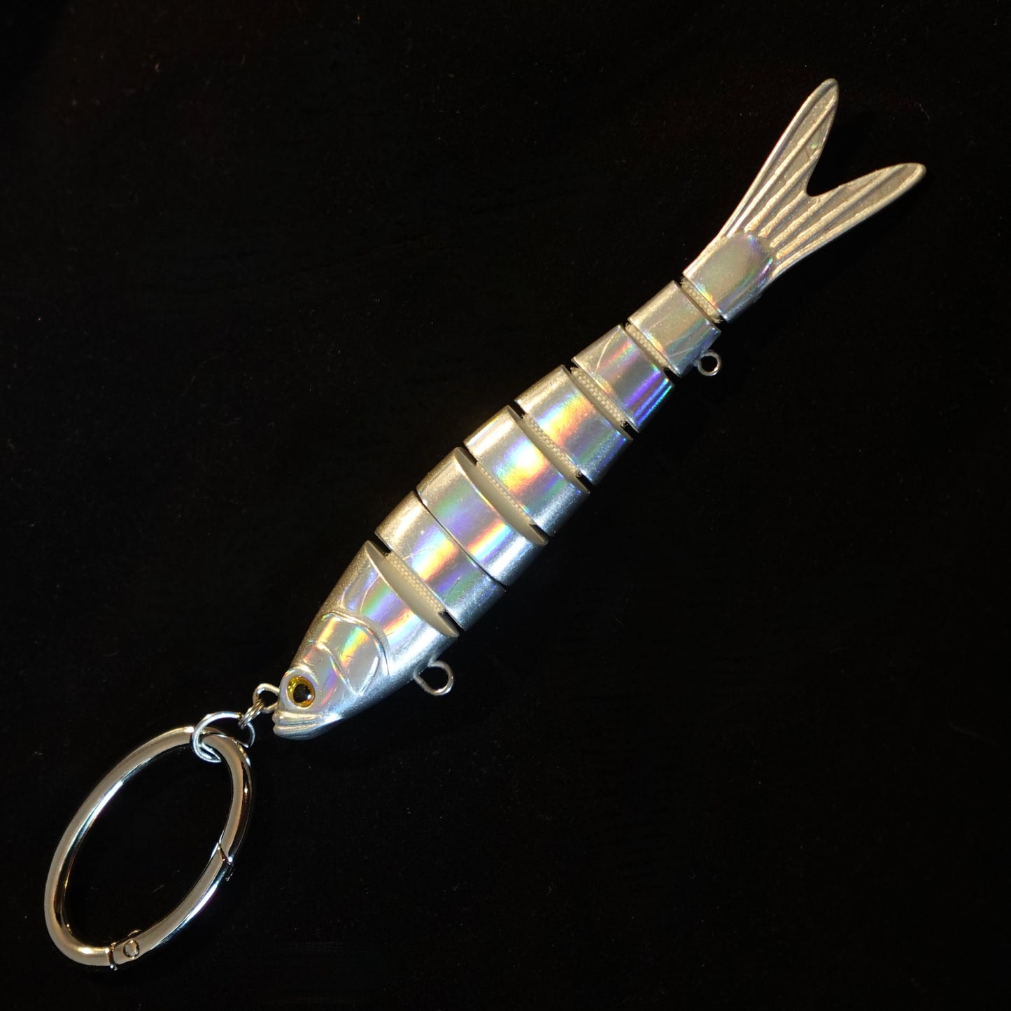 Handbag / Totebag fish charm - Silver Metallic Fish On Silver Ring