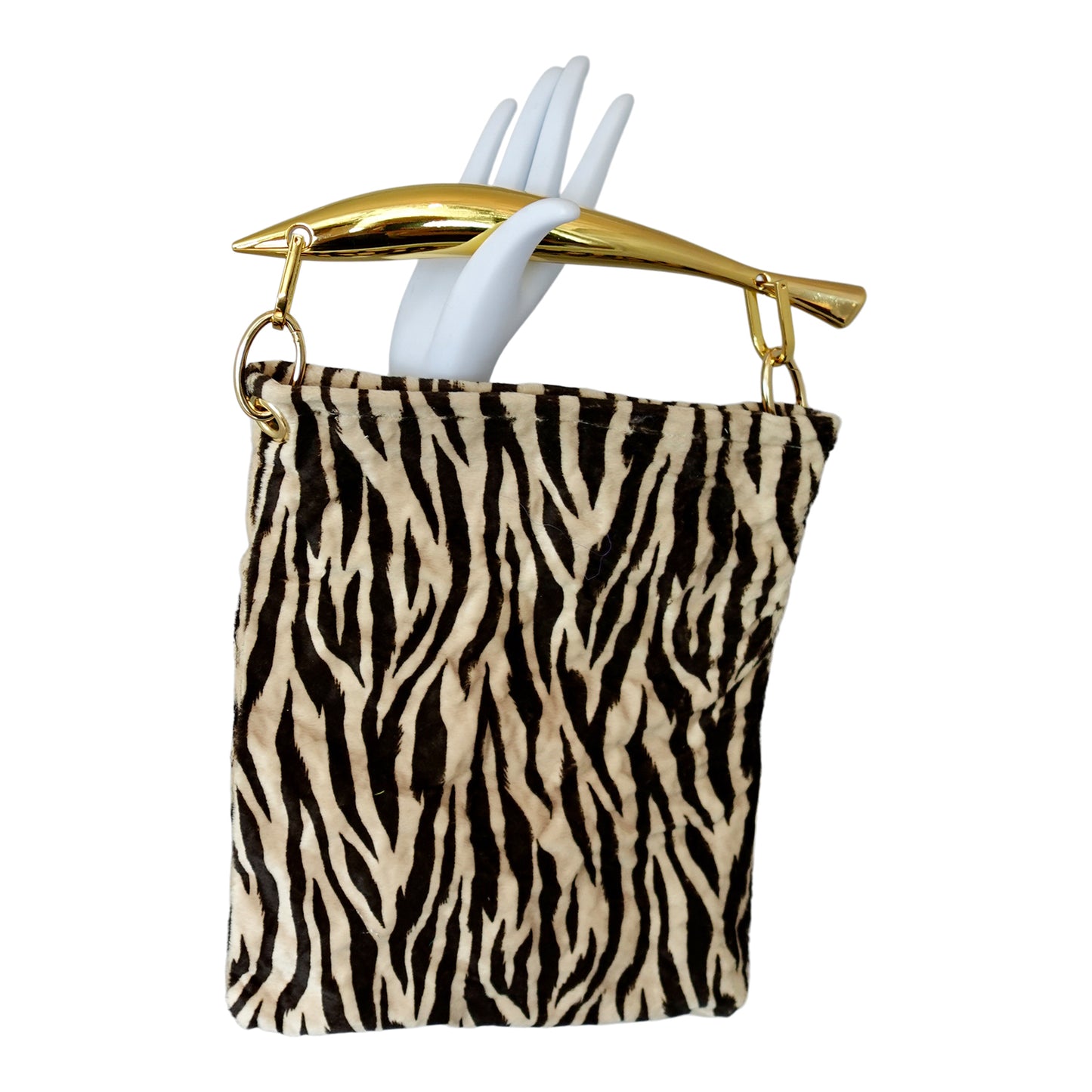 Morphy Zebra print Velvet Roll Top Clutch
