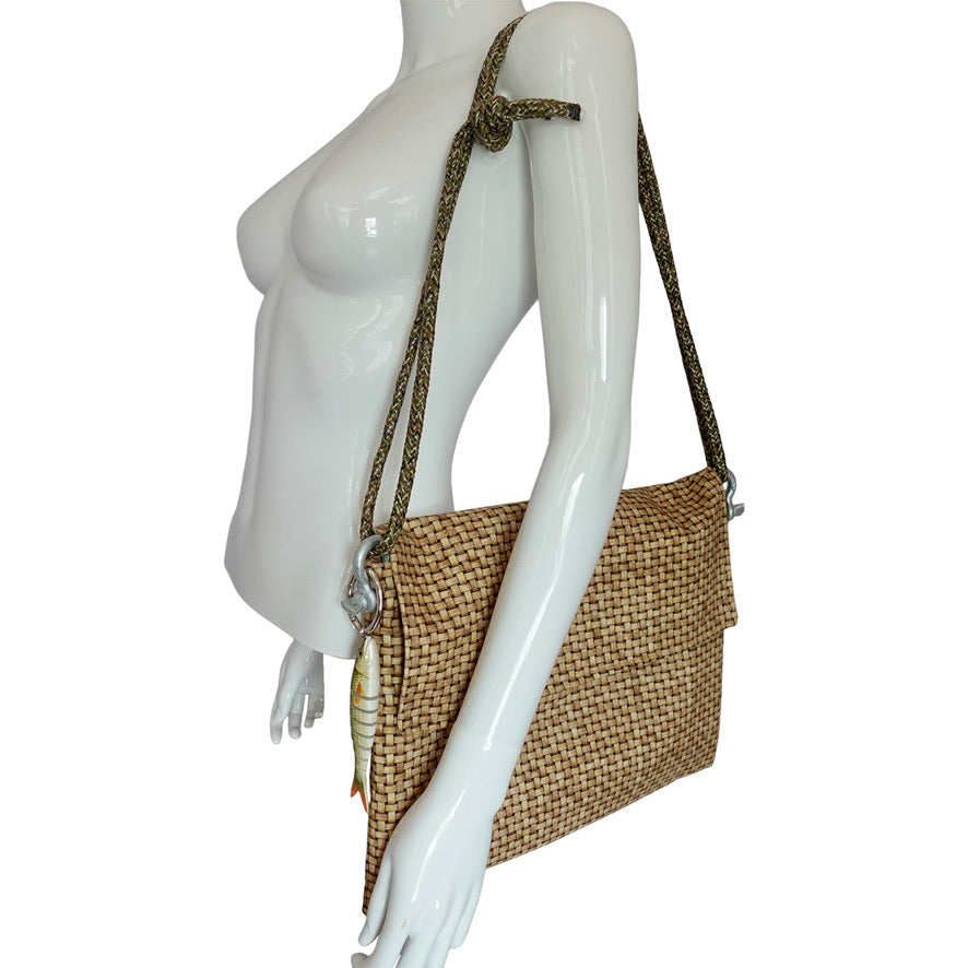 Gone Fishin' messenger bag with fish charm