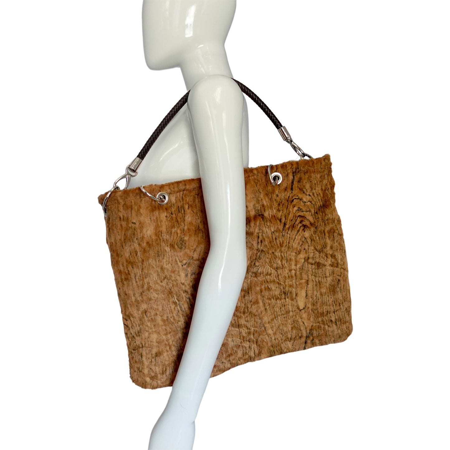 Morphy Trompe L'oeil Wood Grain Bag With Multi Convertible Handles & Silk Lining