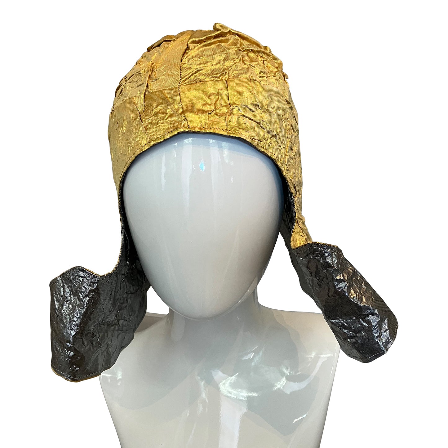 Morphy silver and gold metallic silk helmet