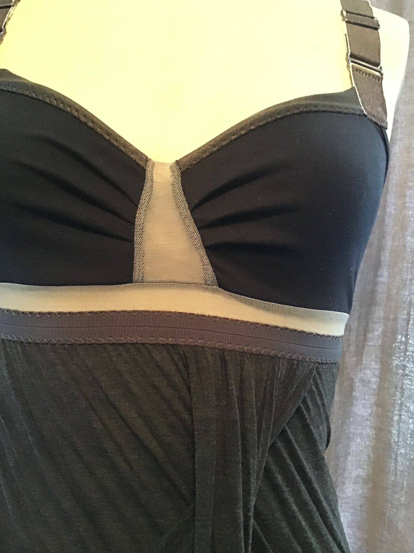 VPL Knit Drape Front Dress in Charcoal/ black / Size S