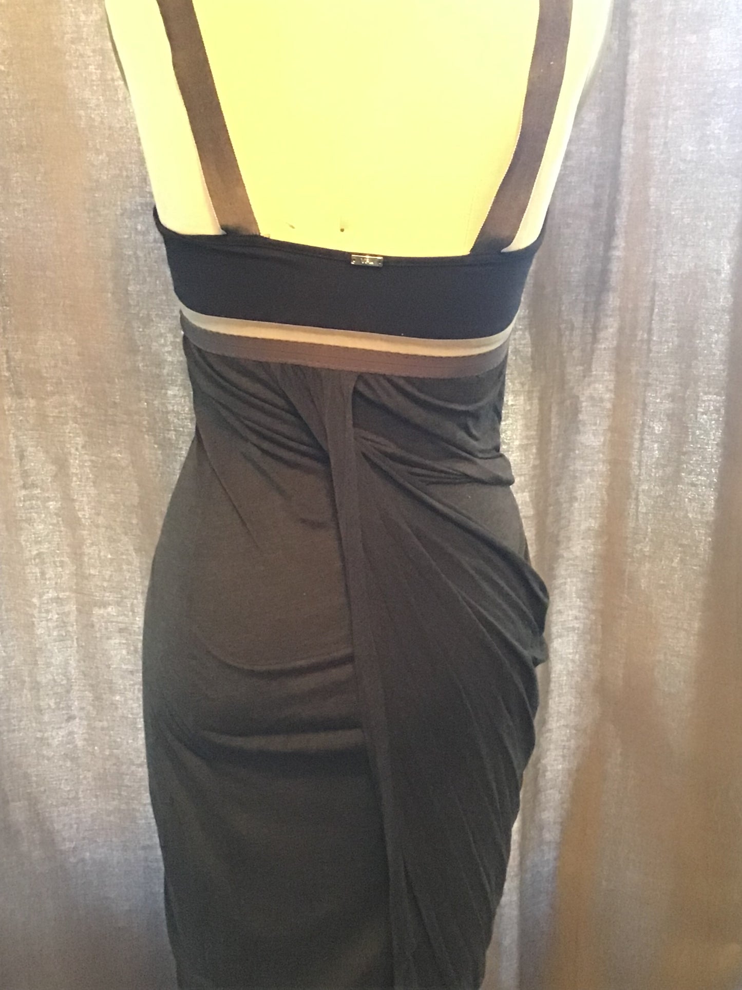 VPL Knit Drape Front Dress in Charcoal/ black / Size S
