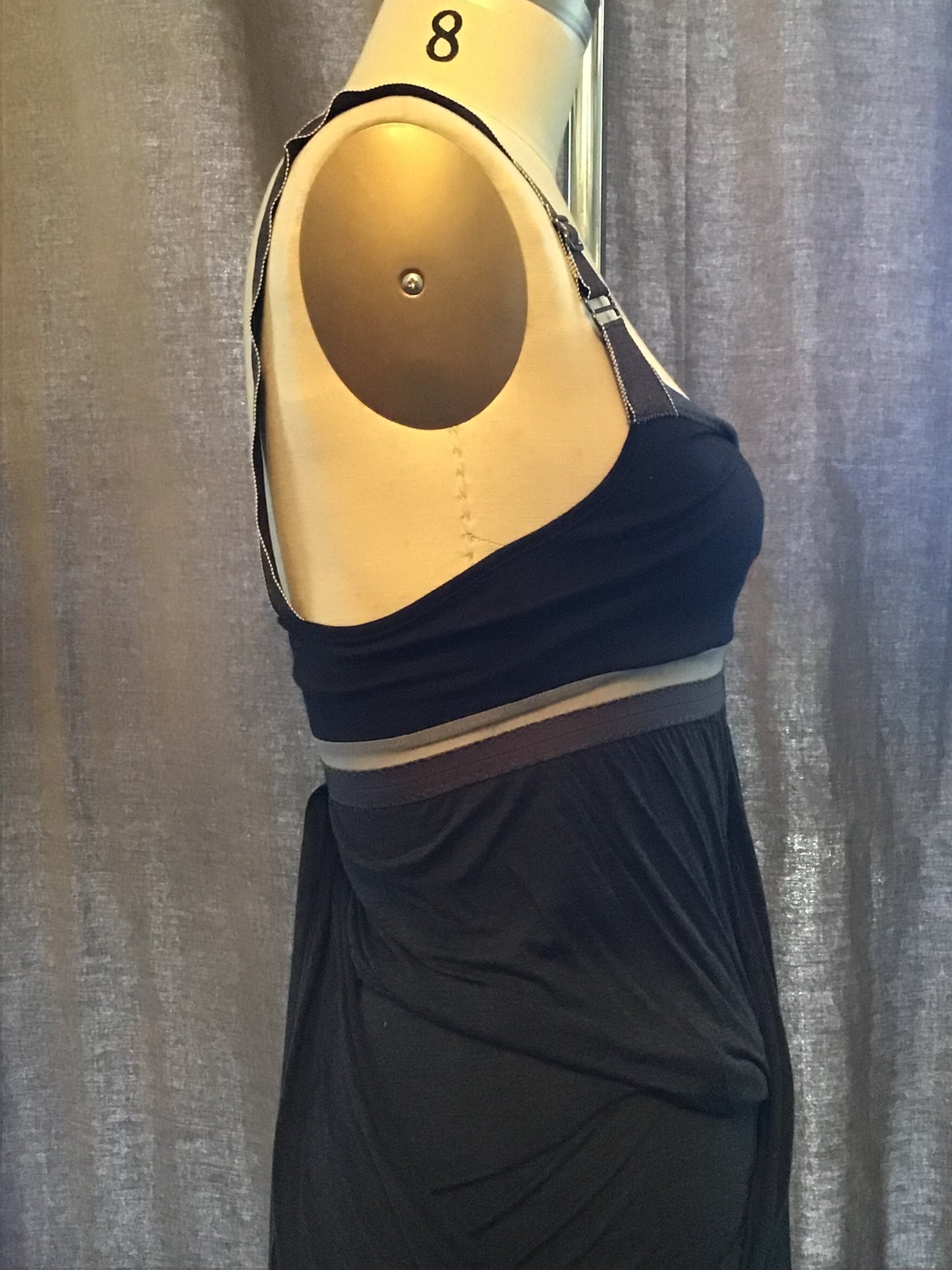 VPL Knit Drape Front Dress in Charcoal/ black / Size S