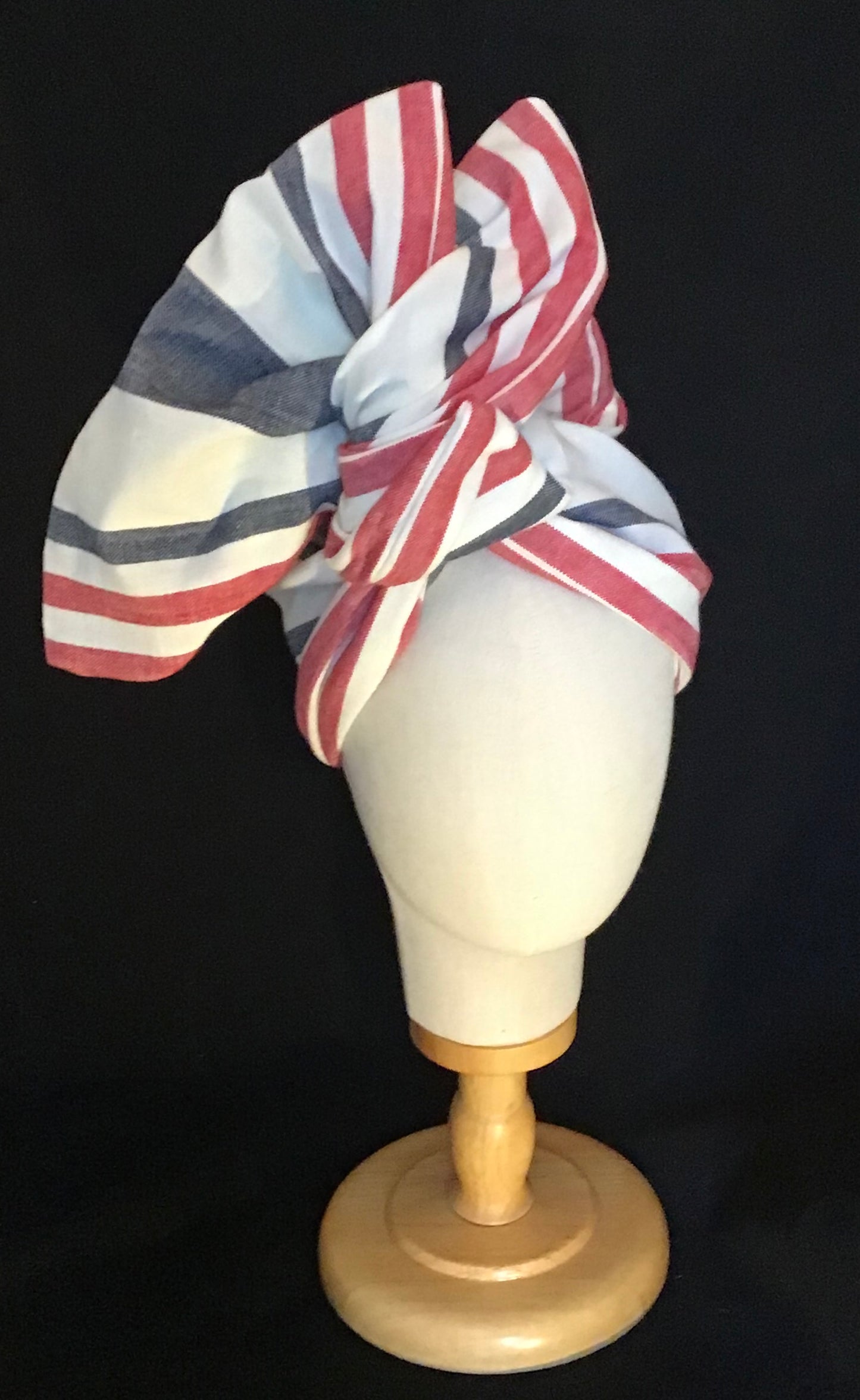 Caftan cotton stripe in red cream & blue