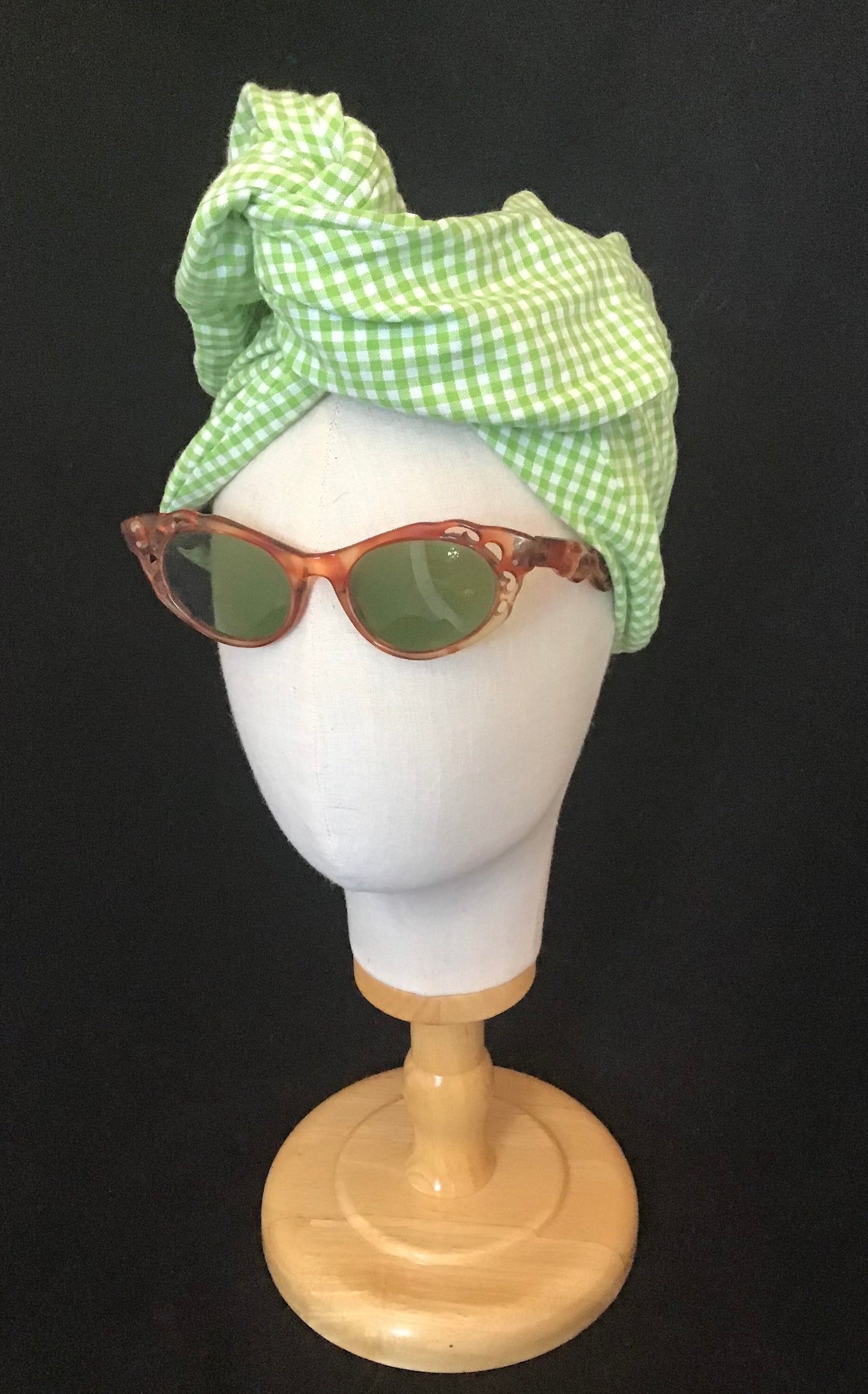 Mini Twisturban in green gingham *sample