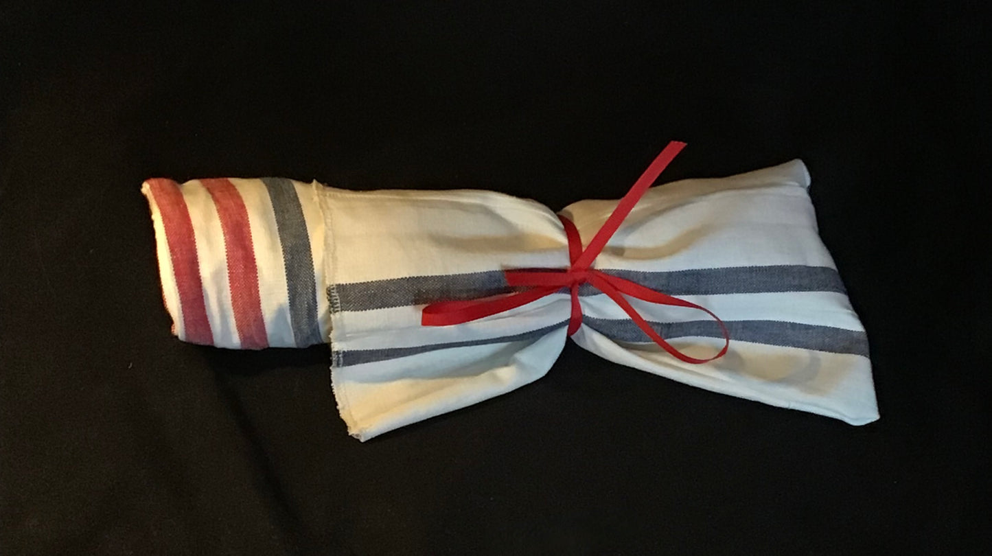 Caftan cotton stripe in red cream & blue