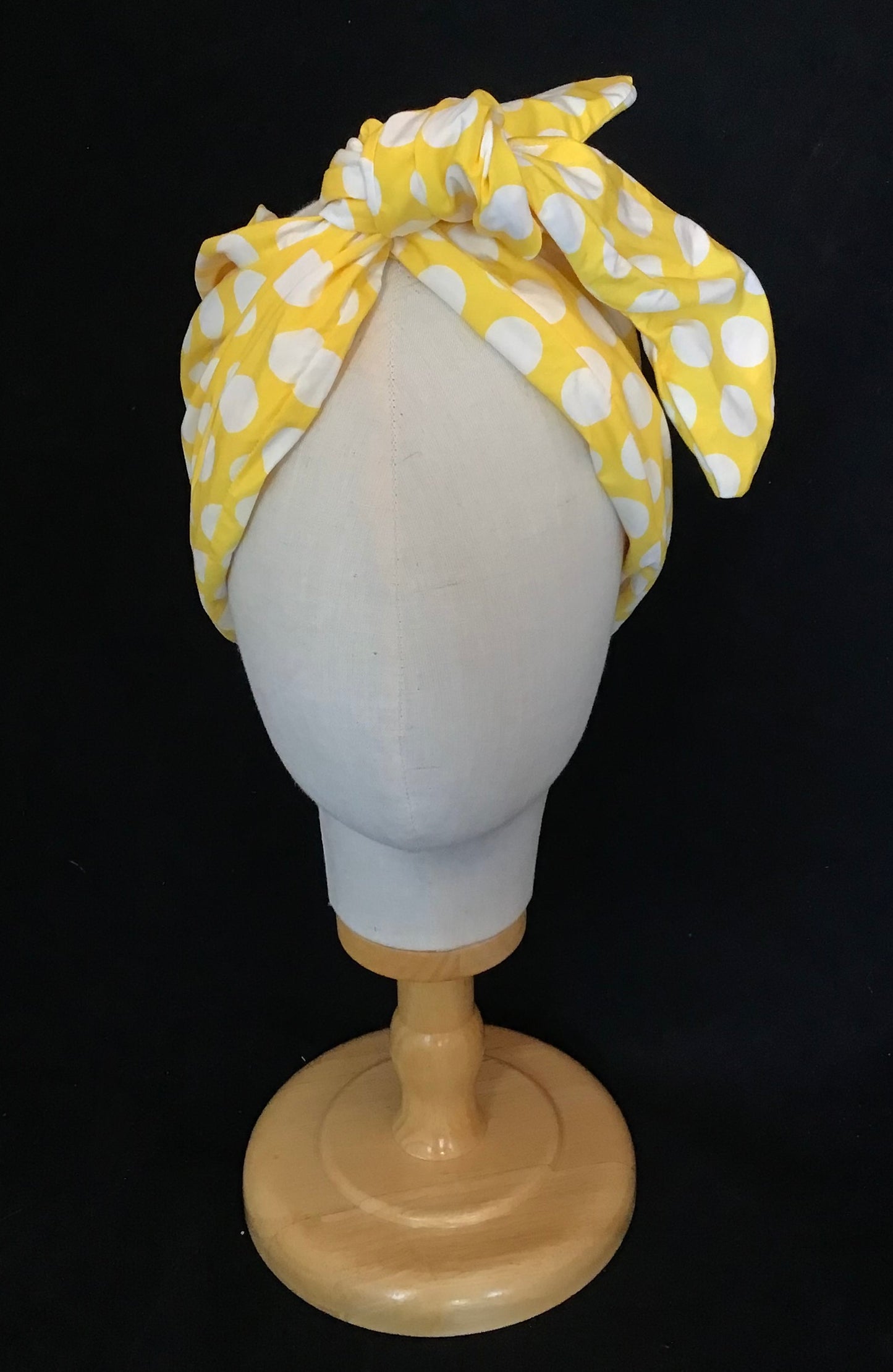 Mini Twisturban in yellow dot cotton Rosie the Riveter *sample