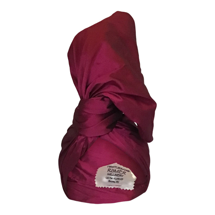 Silk Shantung Twisturban in Berry#115a