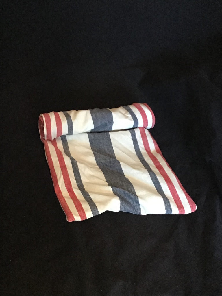 Caftan cotton stripe in red cream & blue