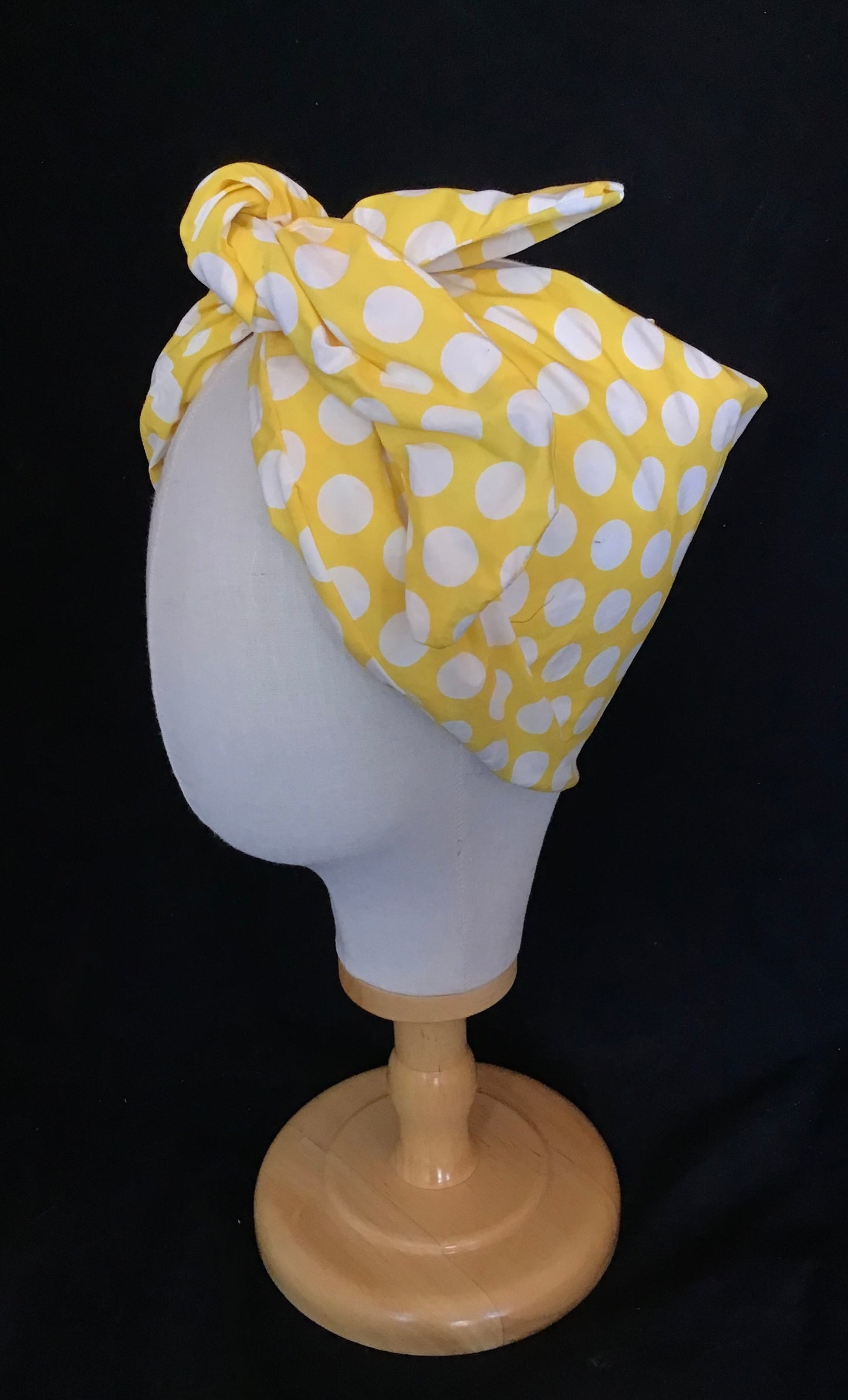 Mini Twisturban in yellow dot cotton Rosie the Riveter *sample