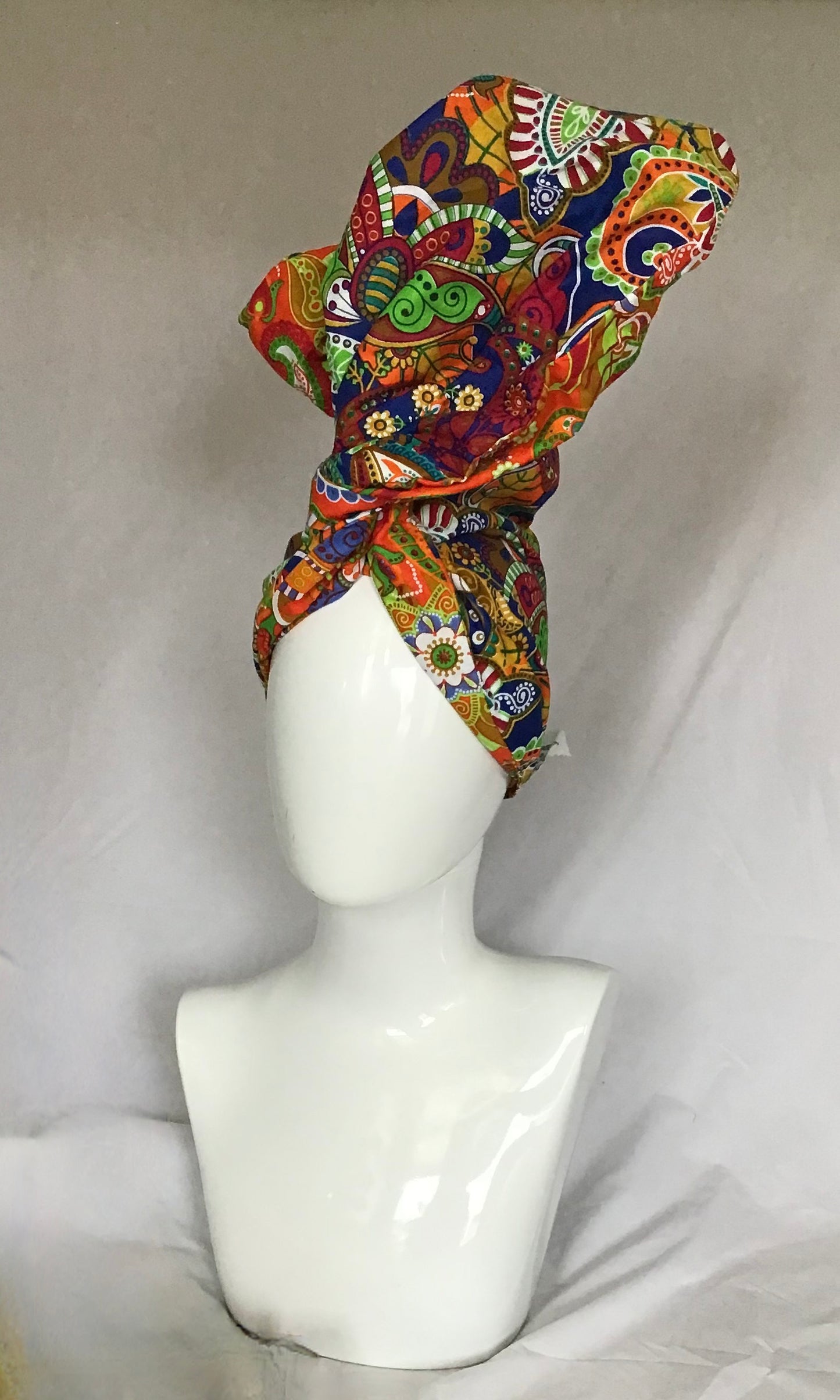 Cotton Twisturban in two sides of brights