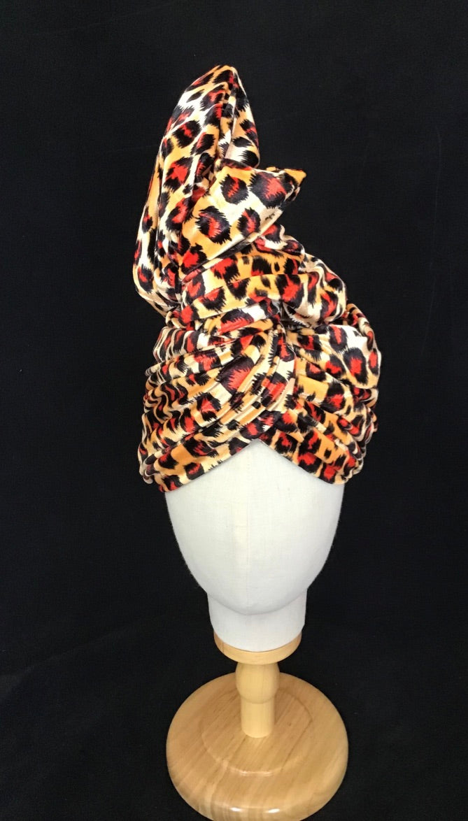 Bright Leopard velvet Twisturban