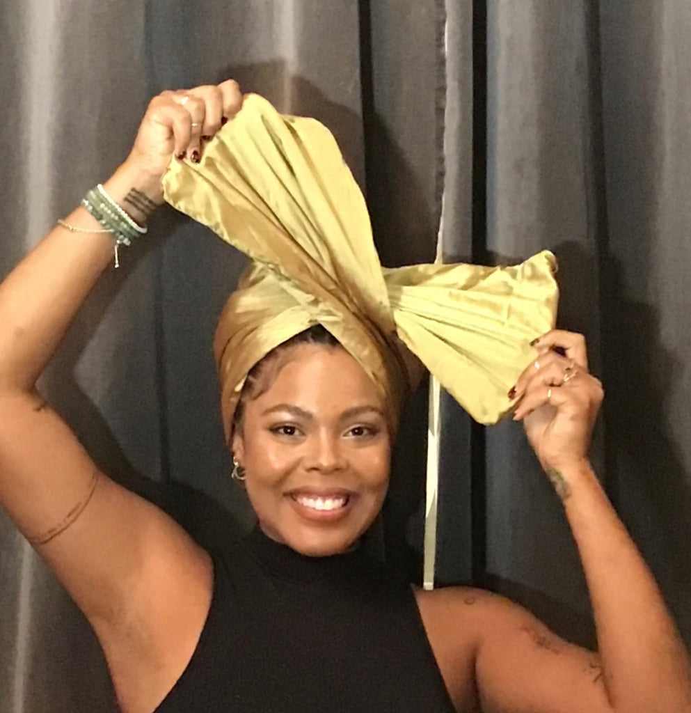 Silk Shantung Twisturban in gold